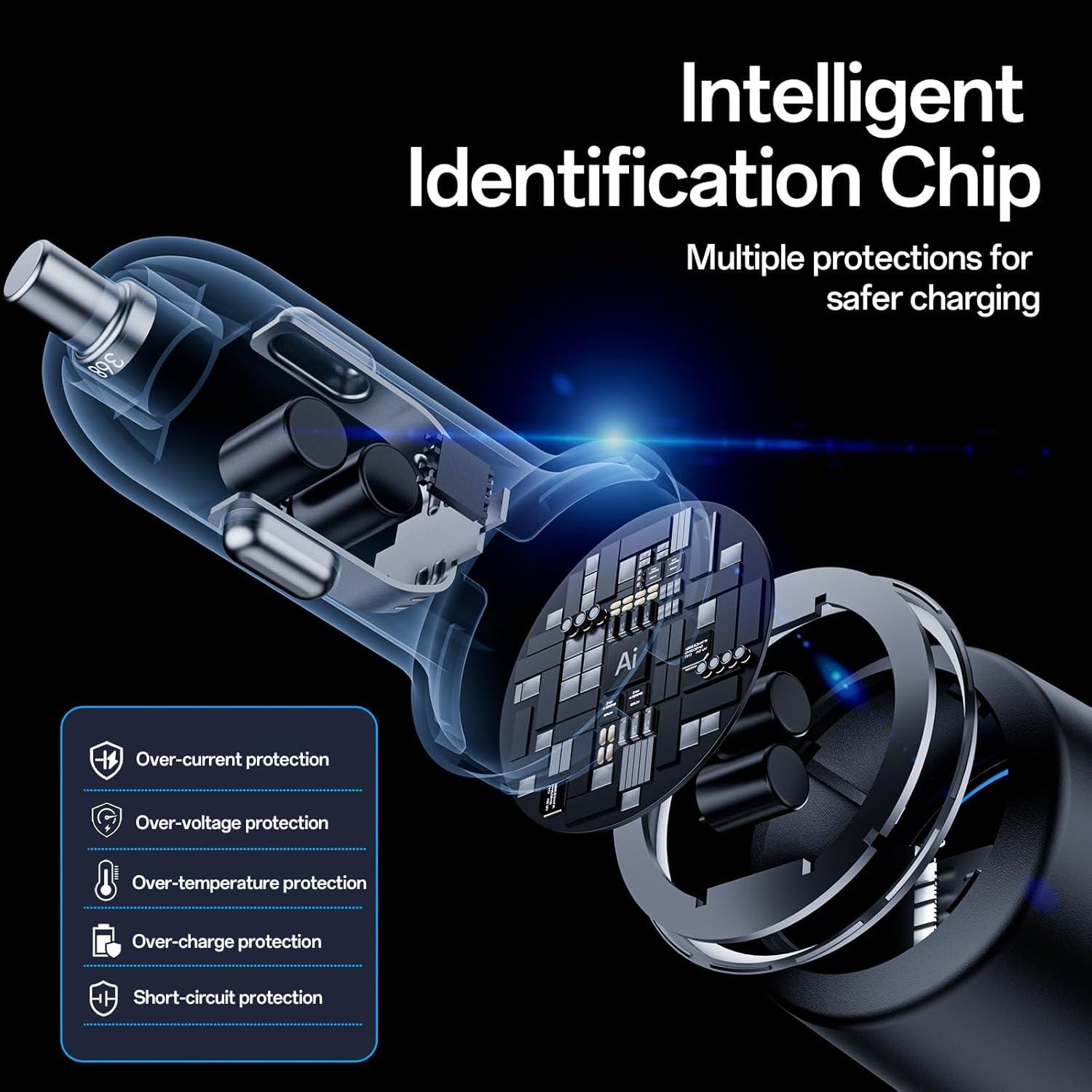 Cargador de coche rápido 200W USB-C 3 puertos para iPhone 16