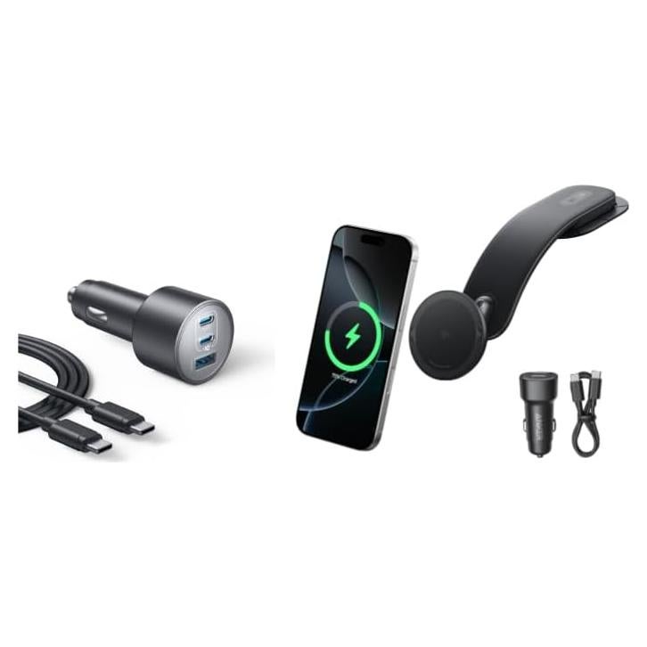 Cargador de coche USB-C Anker 167.5W con carga magnética 360°