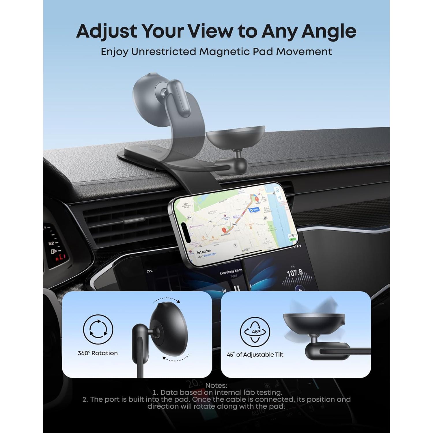 Cargador de coche USB-C Anker 167.5W con carga magnética 360°