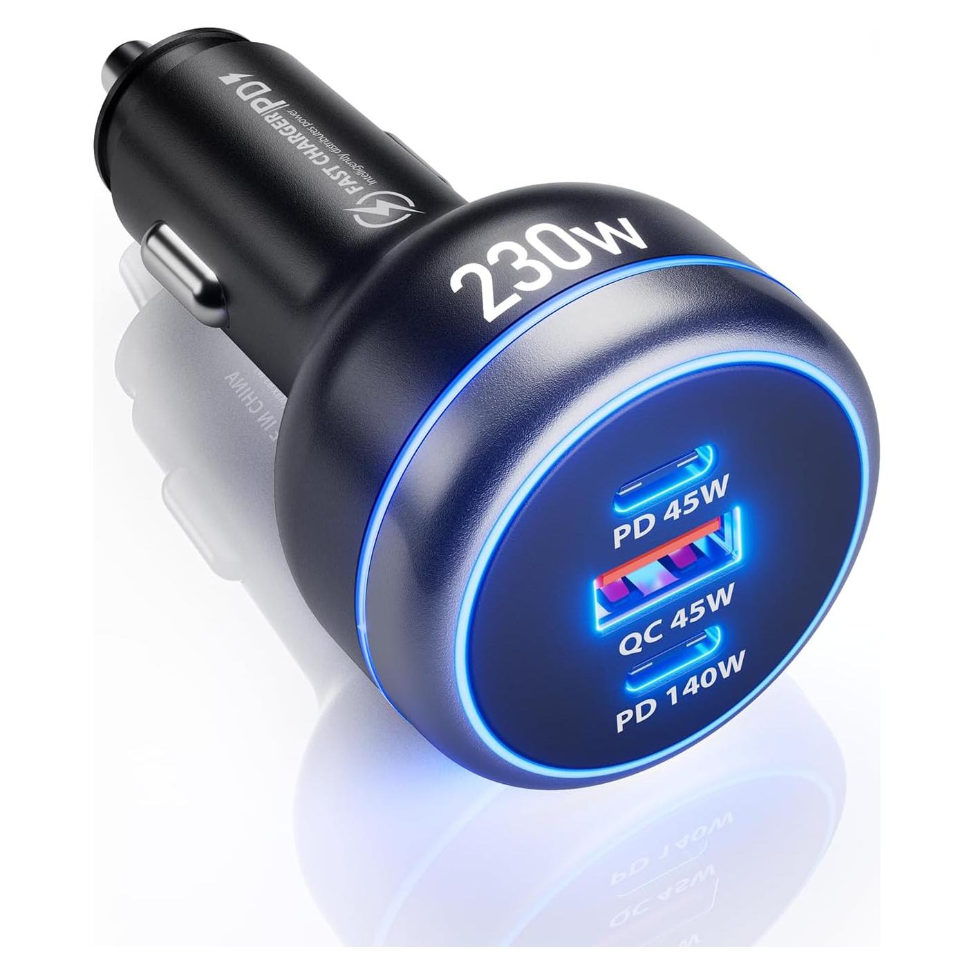 Cargador Rápido de Coche SUNDAREE 230W USB-C 3 Puertos