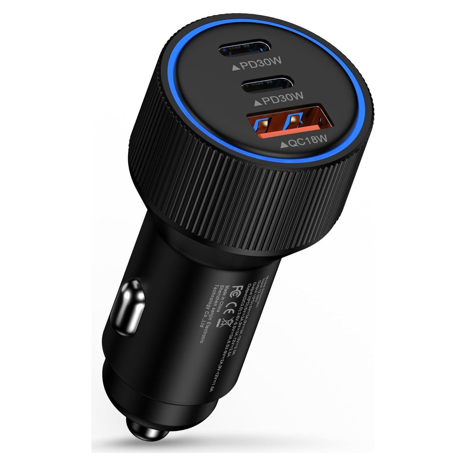 Cargador de coche USB C AILKIN 78W 3 Puertos Rápido