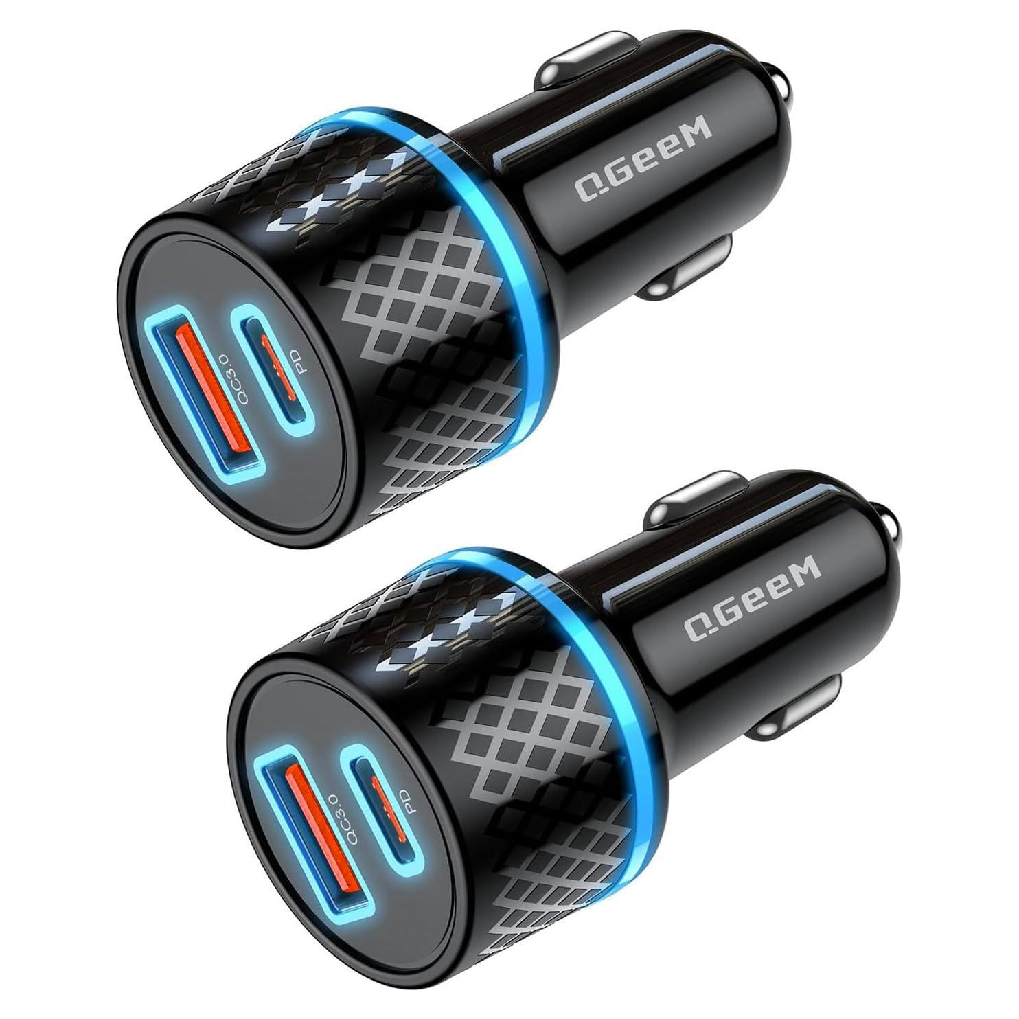 Cargador de Coche QGeeM USB C 91W Rápido 2 Puertos PD3.0