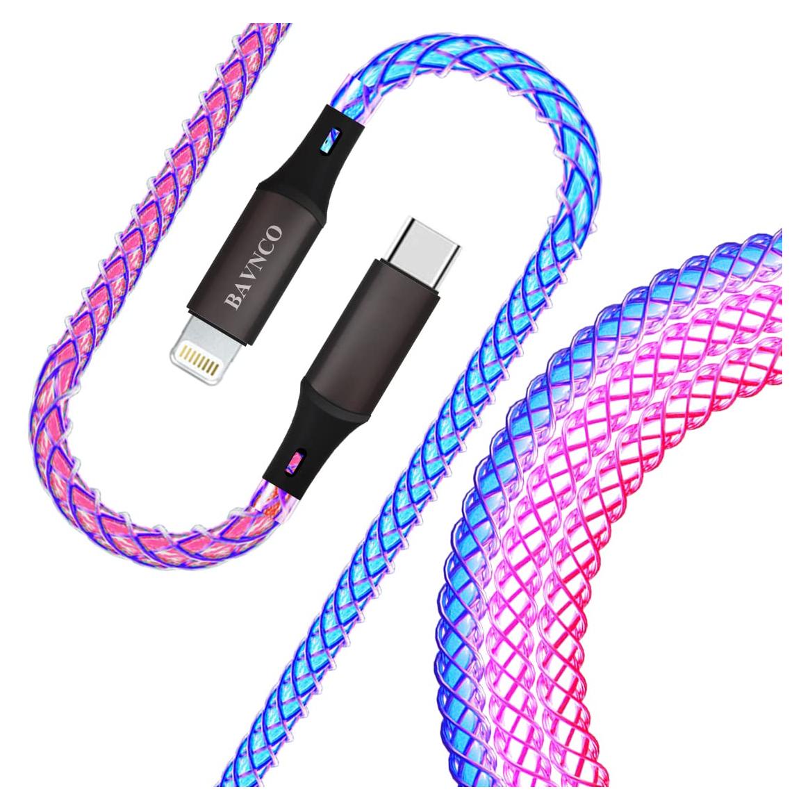 Cable Cargador Rápido USB-C a Lightning 1m MFi BAVNCO RGB