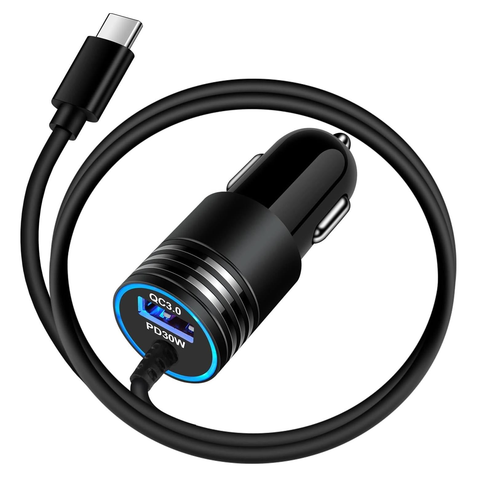 Cargador de coche USB C 48W SHENZHEN con cable 3 pies