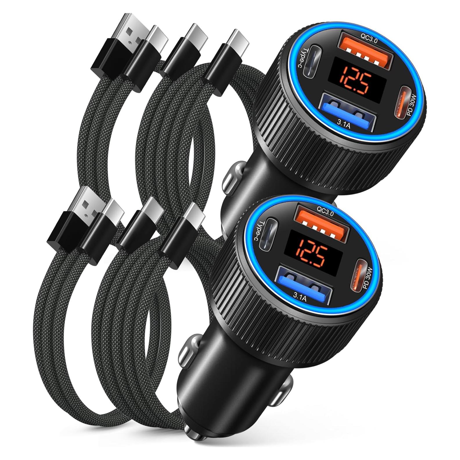 Cargador de coche 65W 4 puertos USB-C Costyle con cables