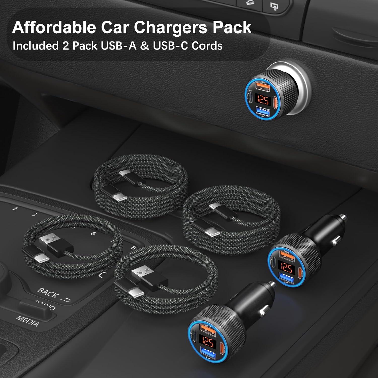 Cargador de coche 65W 4 puertos USB-C Costyle con cables