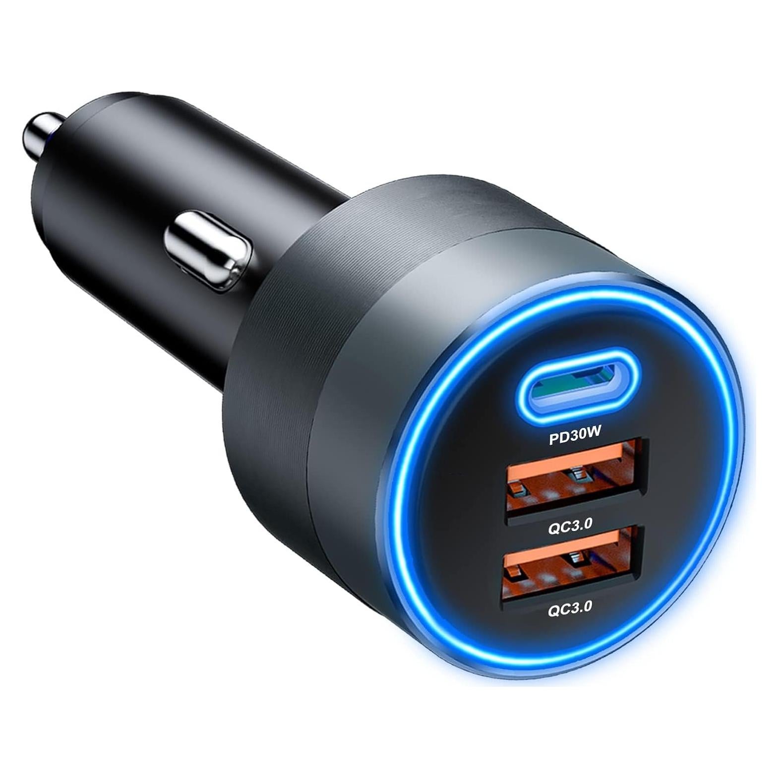 Cargador de coche USB C SONRU 66W PD 30W Doble QC3.0 Negro
