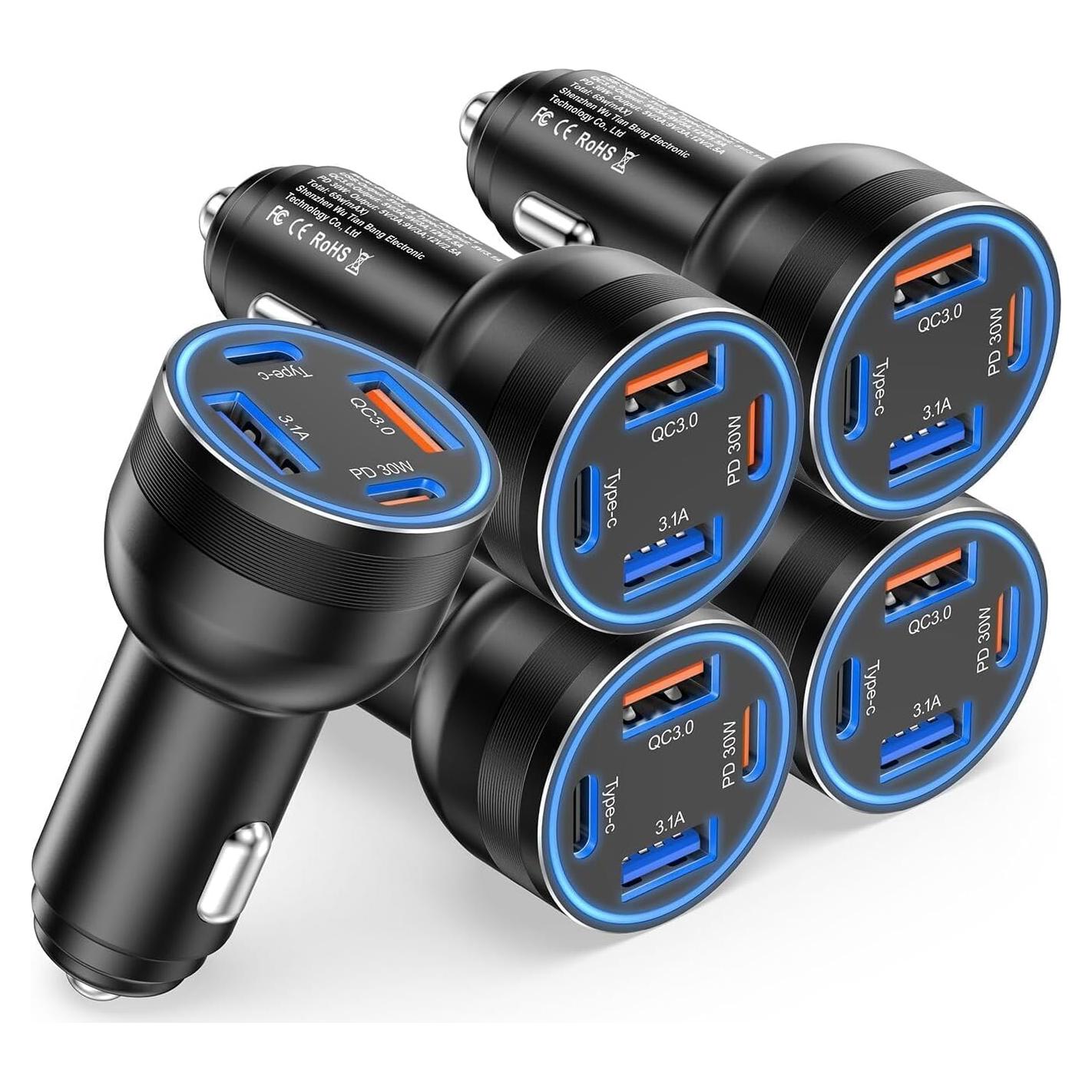 Cargador de coche USB C 65W Avatcen - Paquete de 5