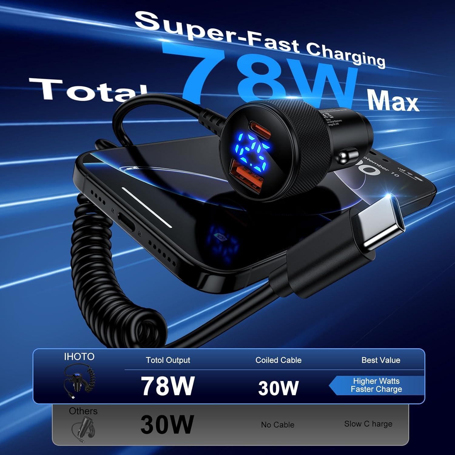 Cargador de coche 78W USB C Samsung con cable 3.3FT