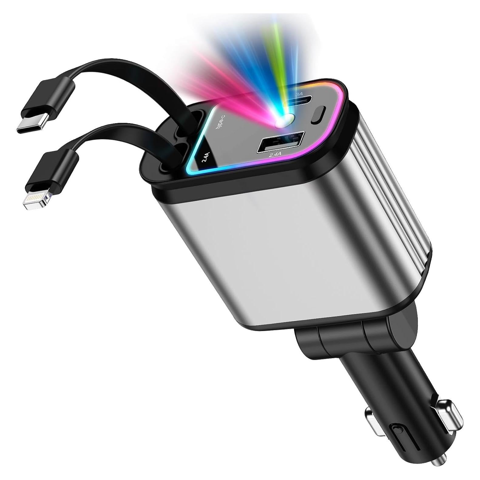 Cargador Rápido de Coche USB-C 69W con Luz de Estrellas