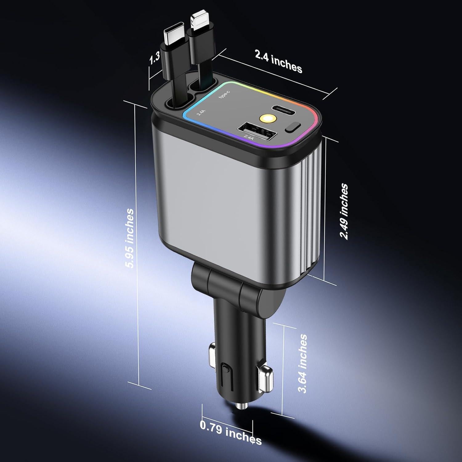 Cargador Rápido de Coche USB-C 69W con Luz de Estrellas