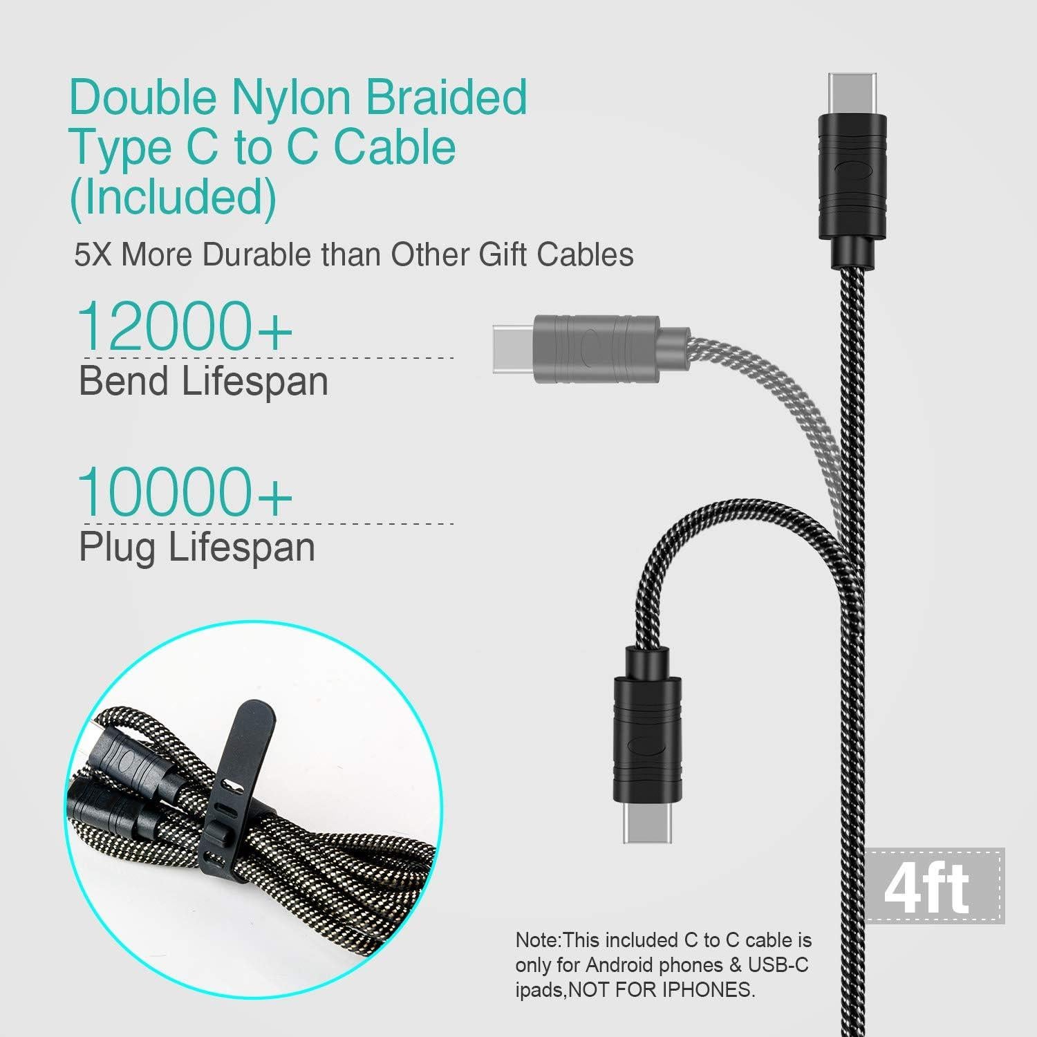 Cargador Rápido Tipo C para Coche 45W Dongguan con Cable 1.22m