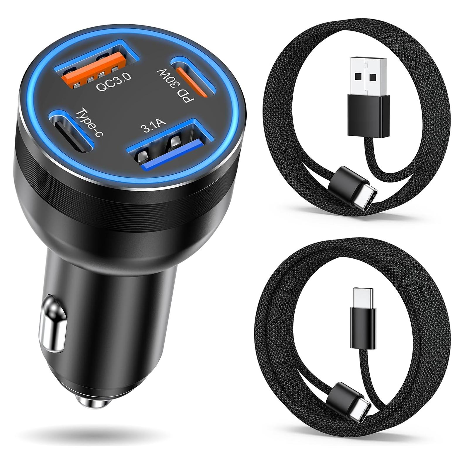 Cargador de Coche USB-C Avatcen 65W 4 Puertos Rápido
