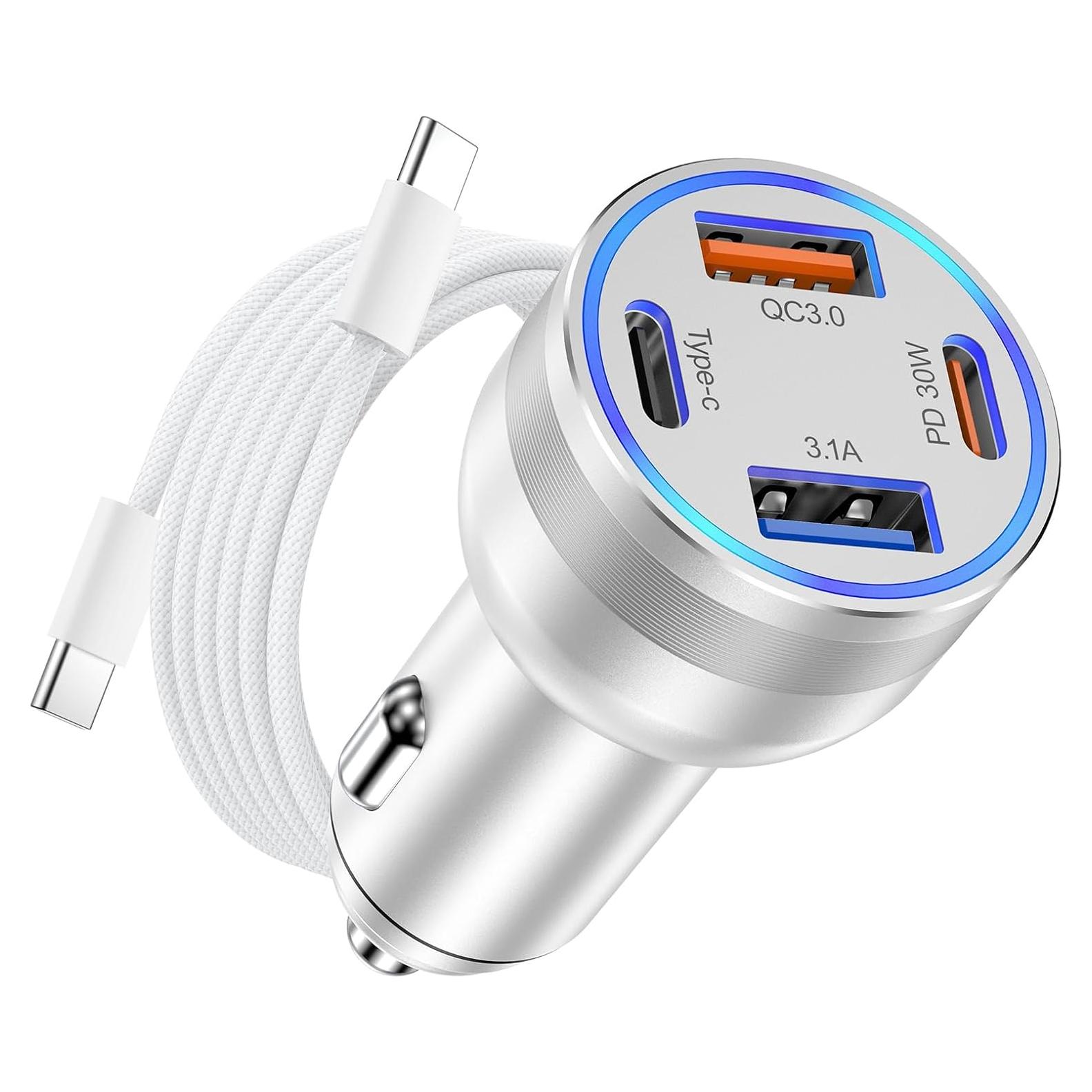 Cargador de coche USB C 65W Avatcen 4 Puertos Rápido