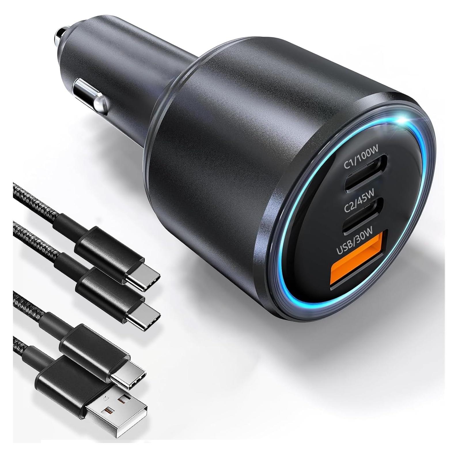 Cargador de Coche USB C 175W Bywulanda 3 Puertos Rápido
