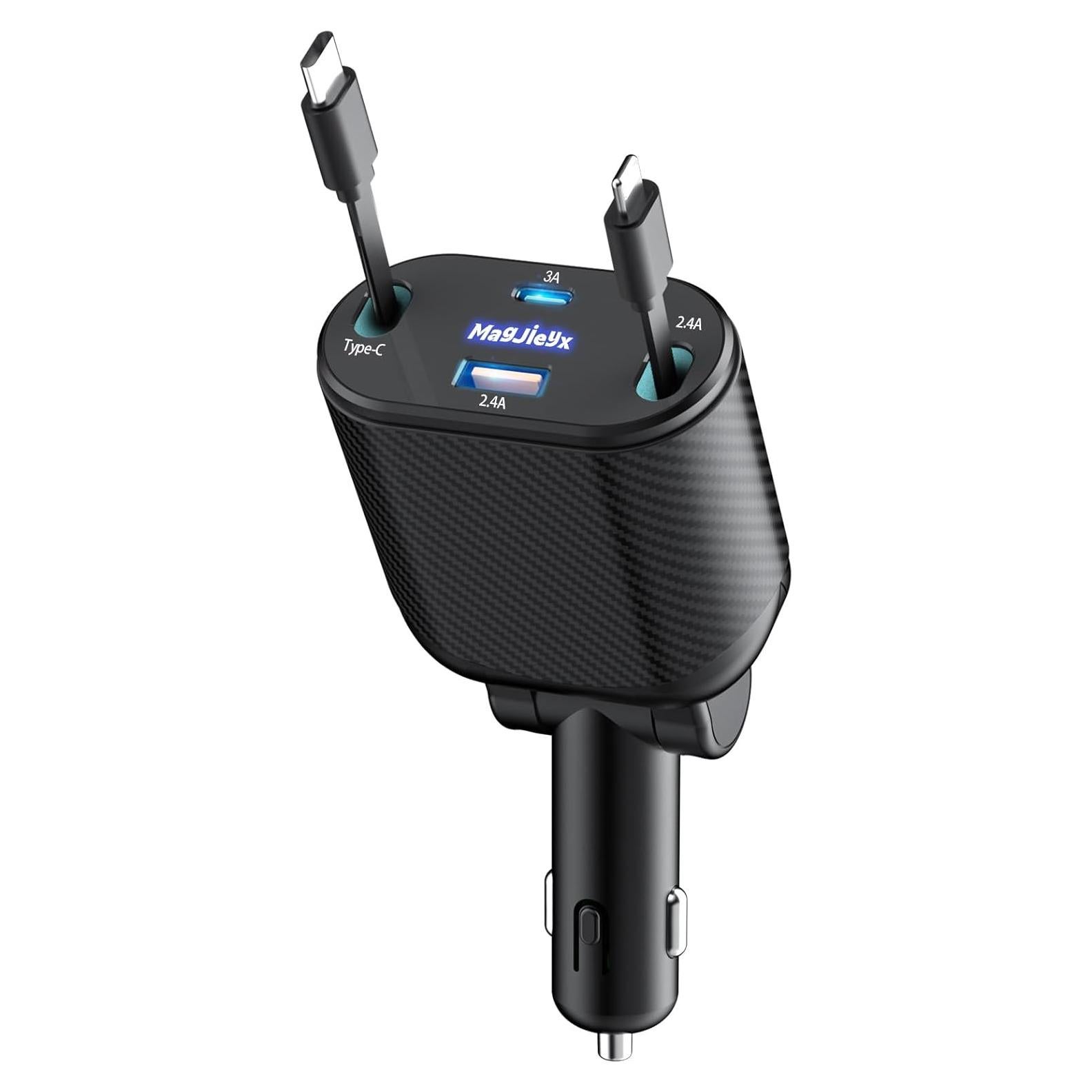 Cargador de Coche Retráctil 4 en 1 Magjieyx 62W Carga Rápida