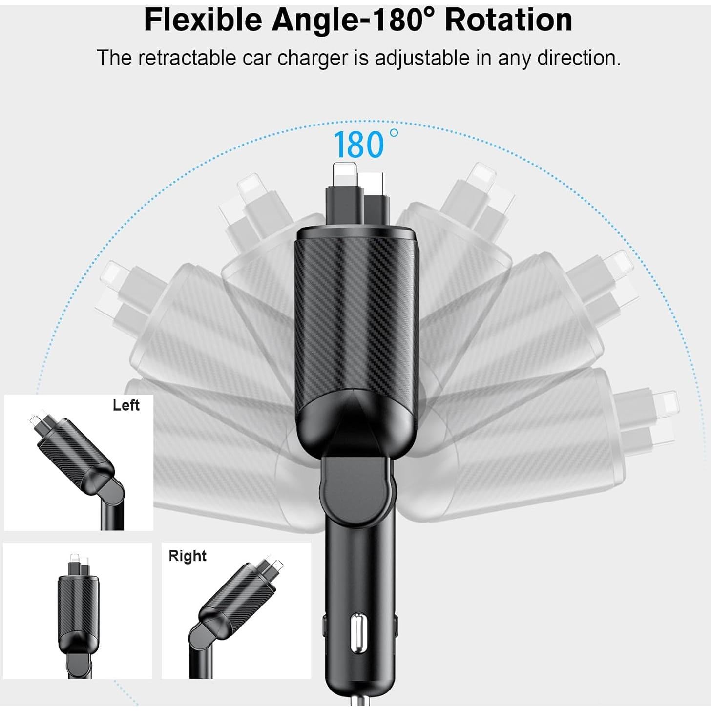 Cargador de Coche Retráctil 4 en 1 Magjieyx 62W Carga Rápida