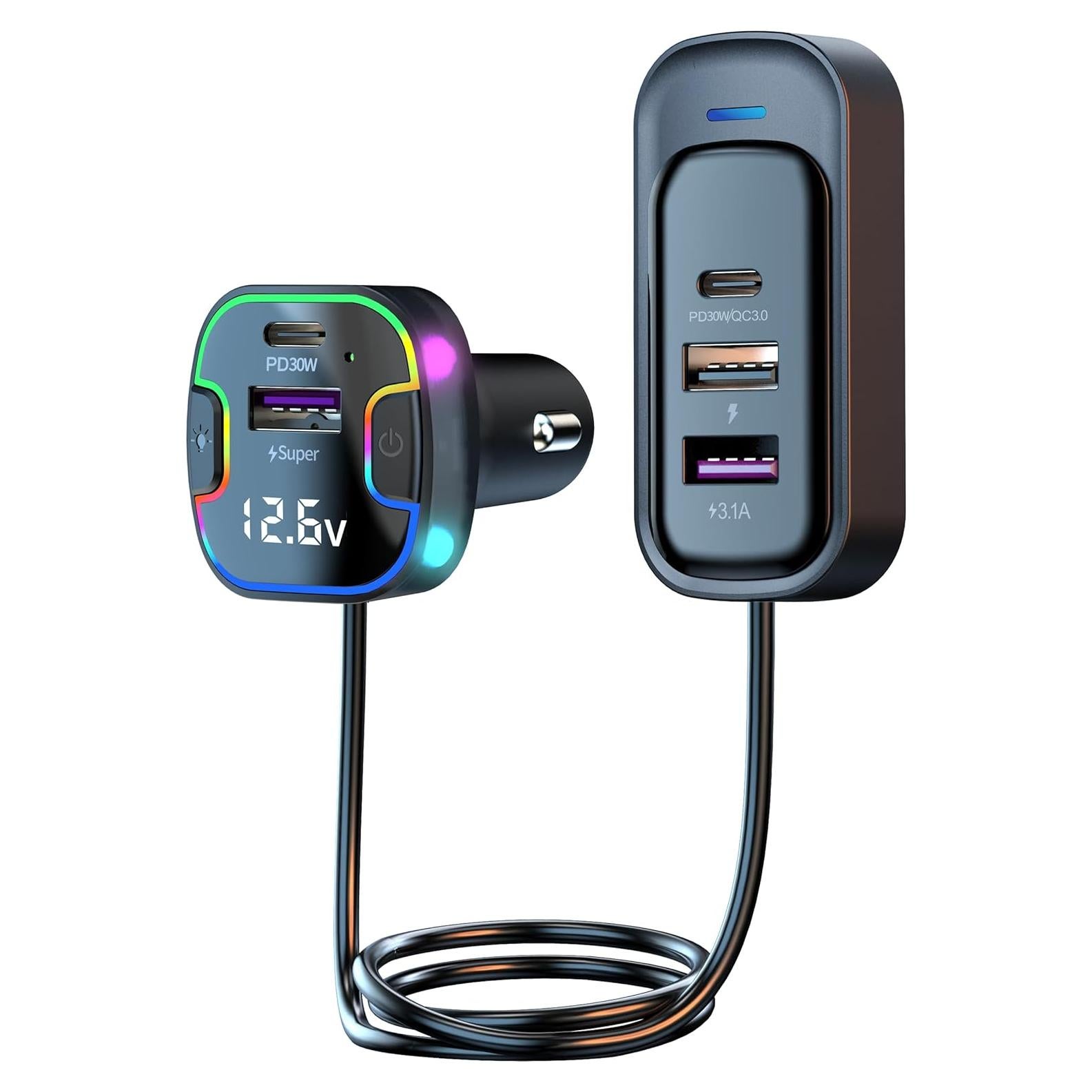 Cargador de Coche USB-C OORUN 100W 5 Puertos Carga Rápida