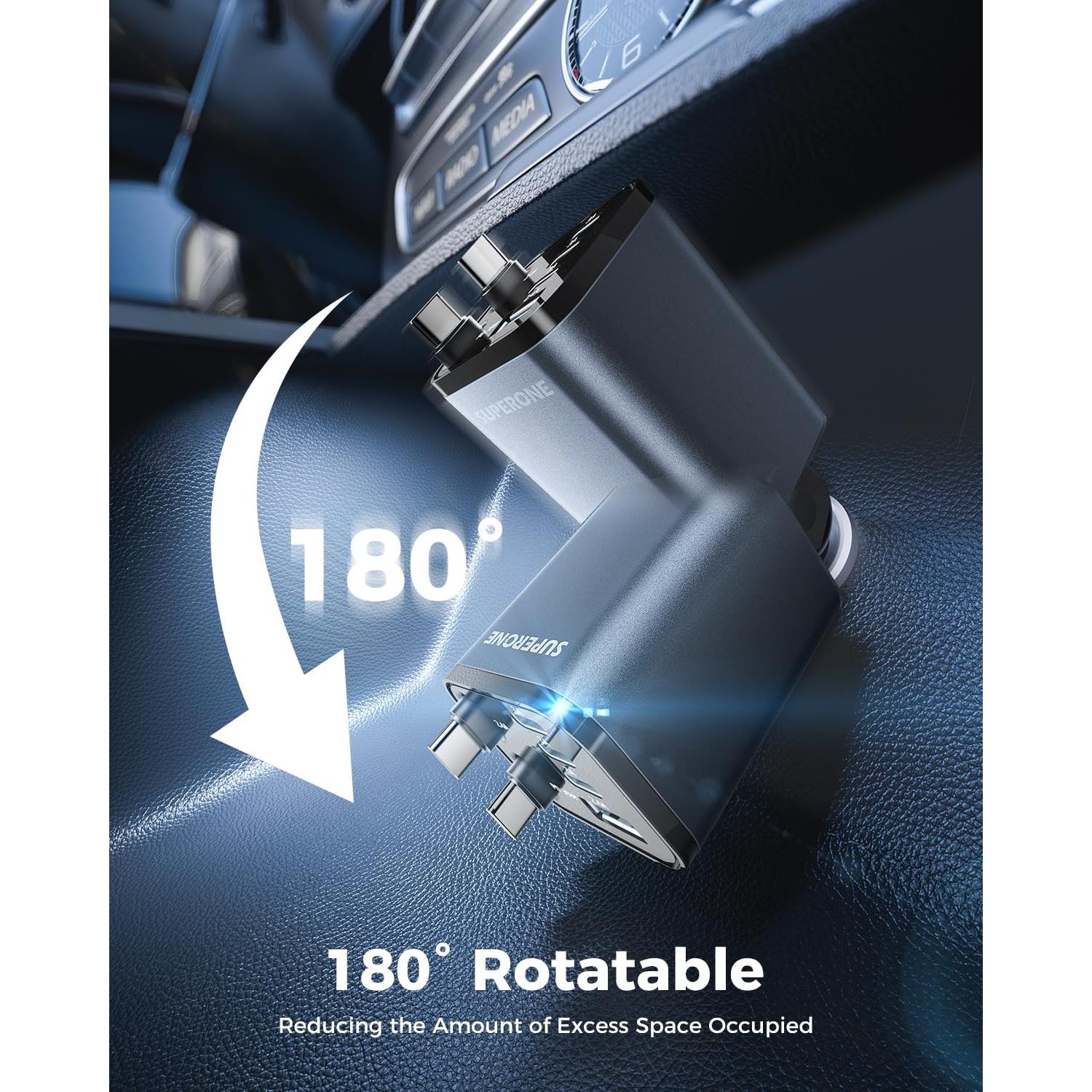 Cargador de Coche SUPERONE 6 en 1 USB C 99W Carga Rápida