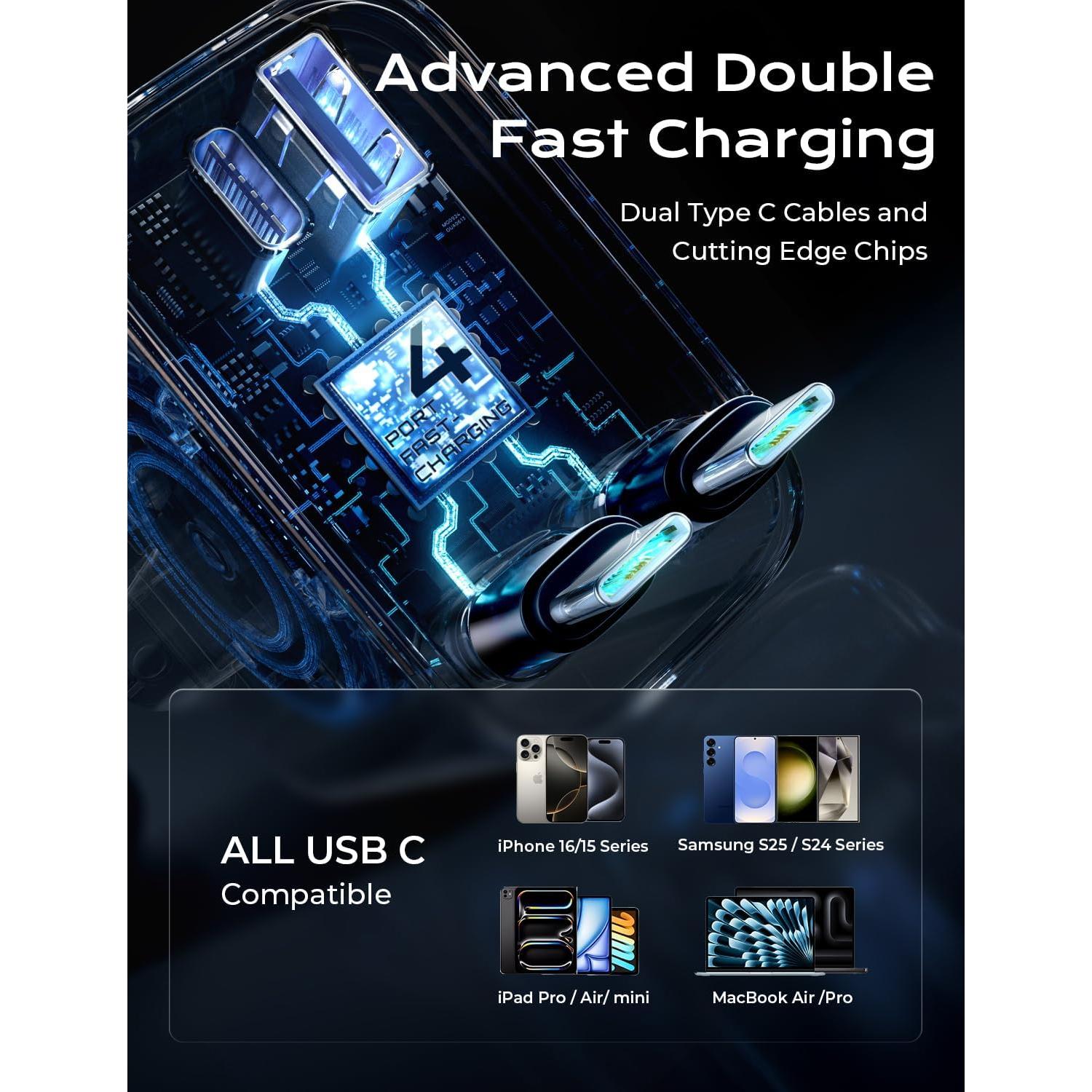 Cargador de Coche Retráctable LISEN 69W USB-C para iPhone 17