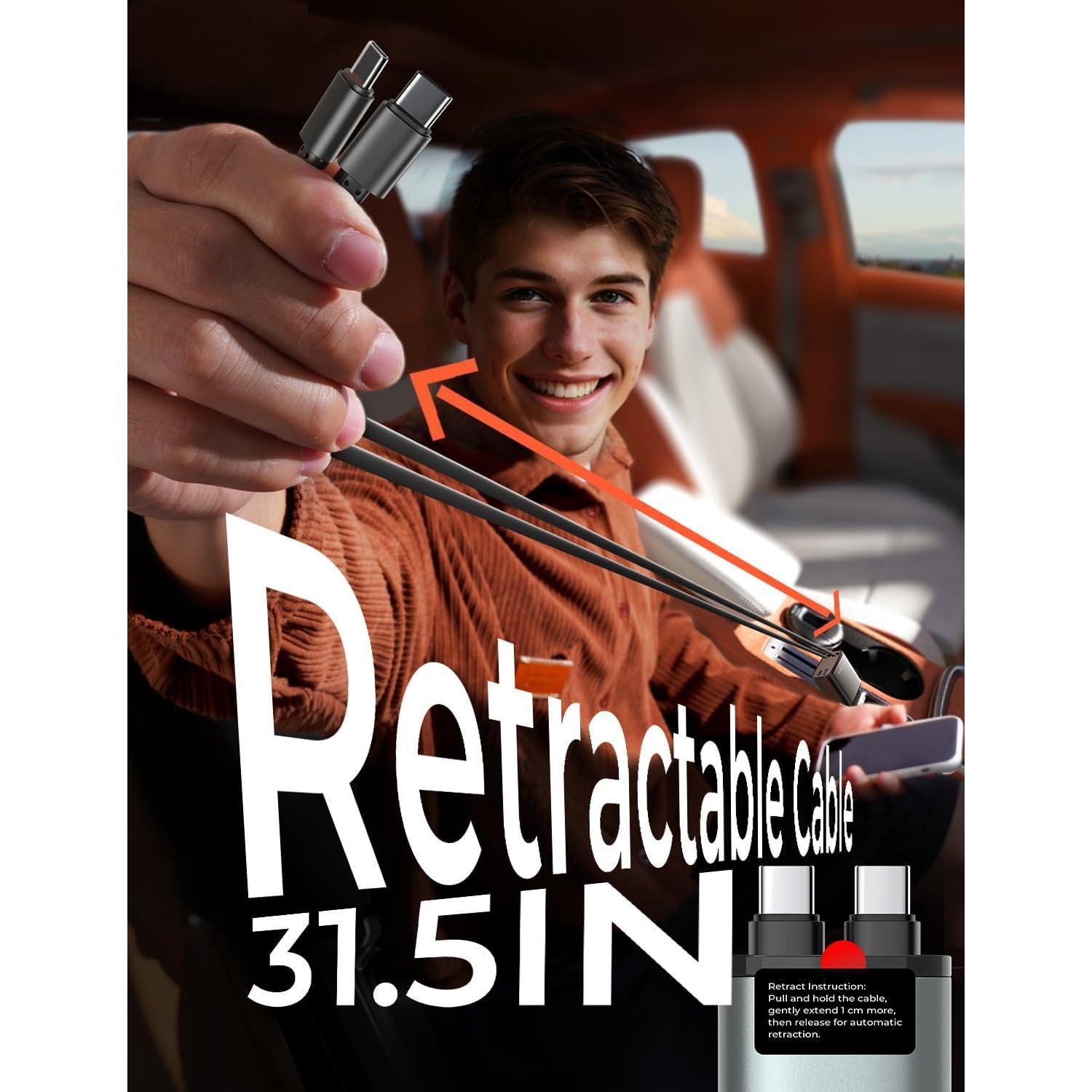 Cargador de Coche Retráctable LISEN 69W USB-C para iPhone 17