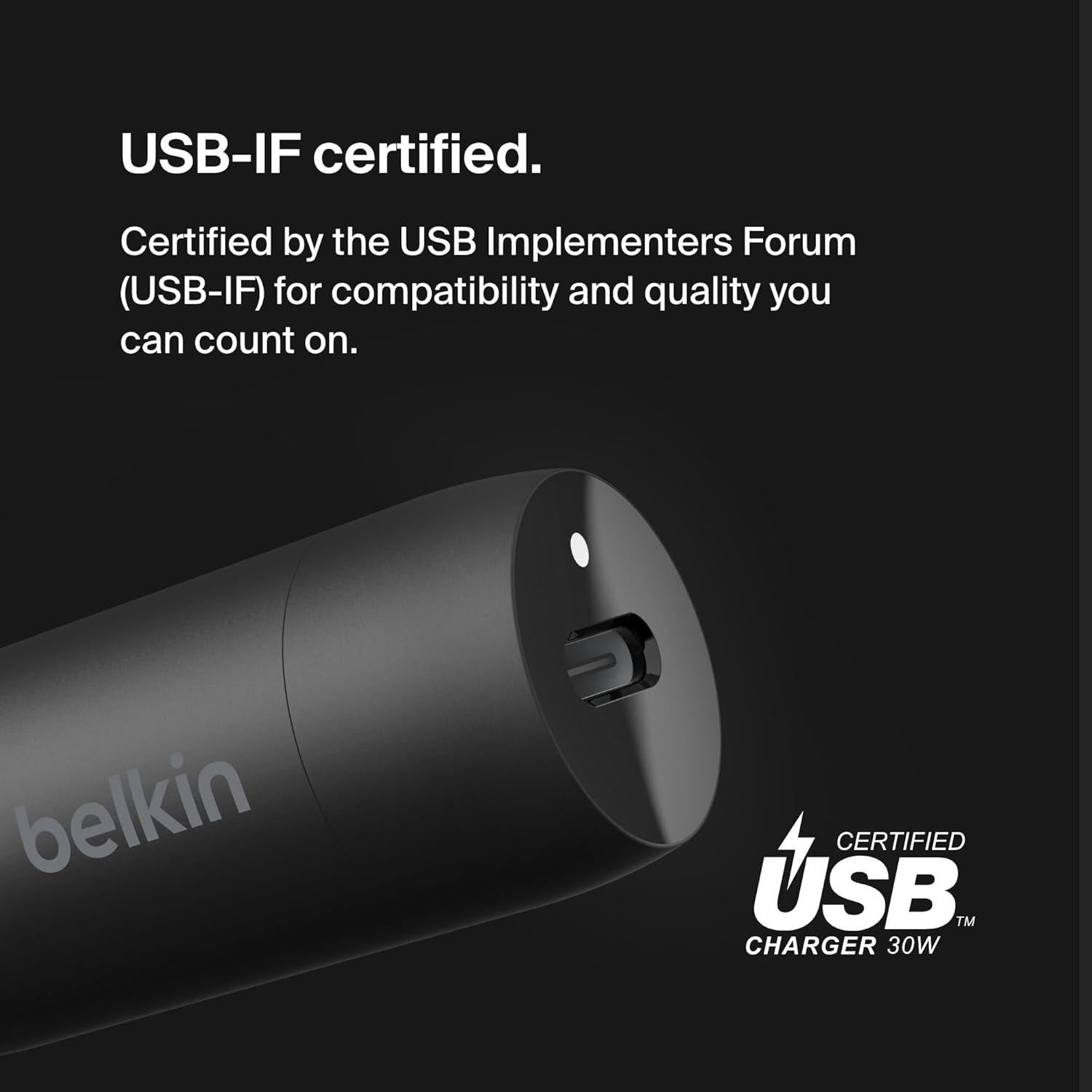 Cargador Rápido para Auto Belkin BoostCharge 30W USB-C Negro