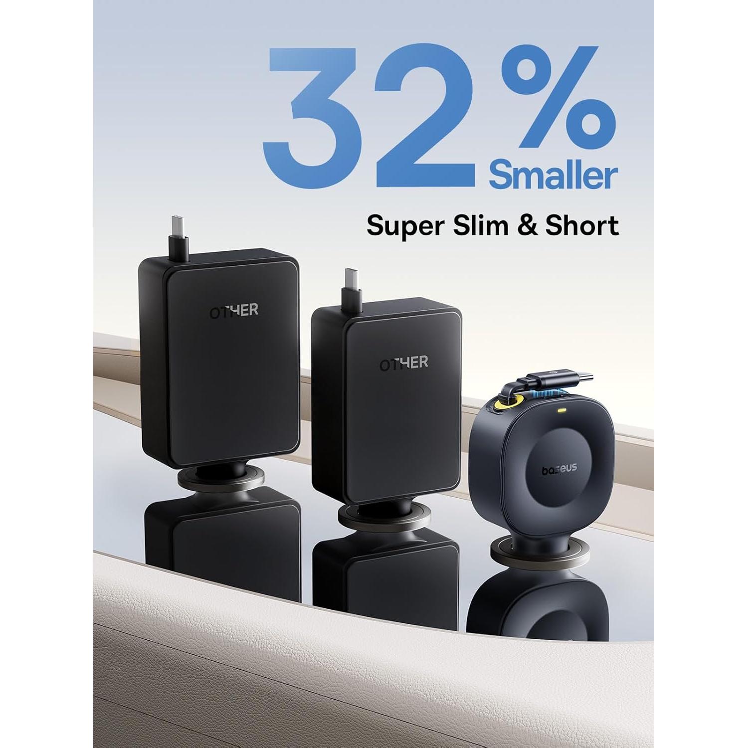 Cargador de coche Baseus USB-C 60W con cable retráctil 80cm