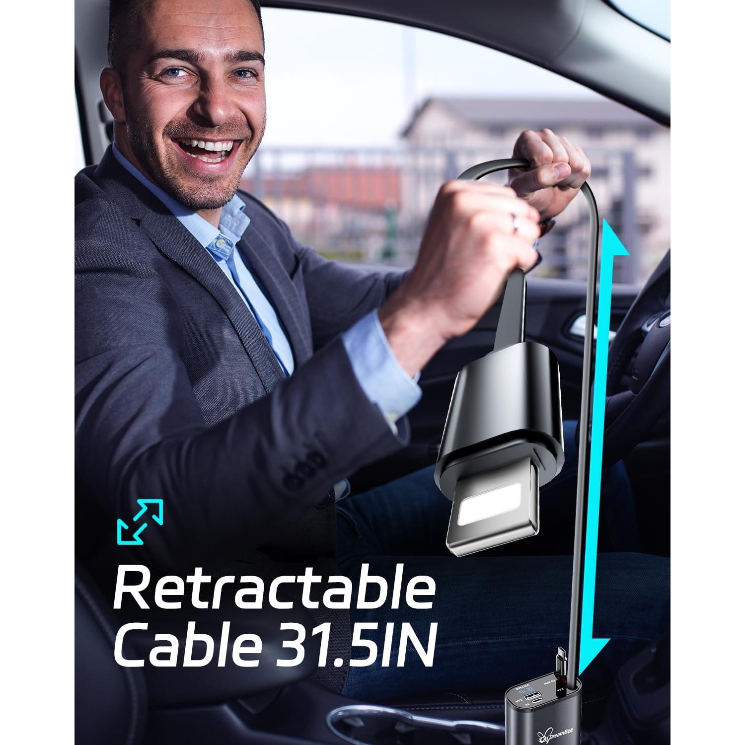 Cargador de Coche DreamBee 66W 4 en 1 Carga Rápida USB