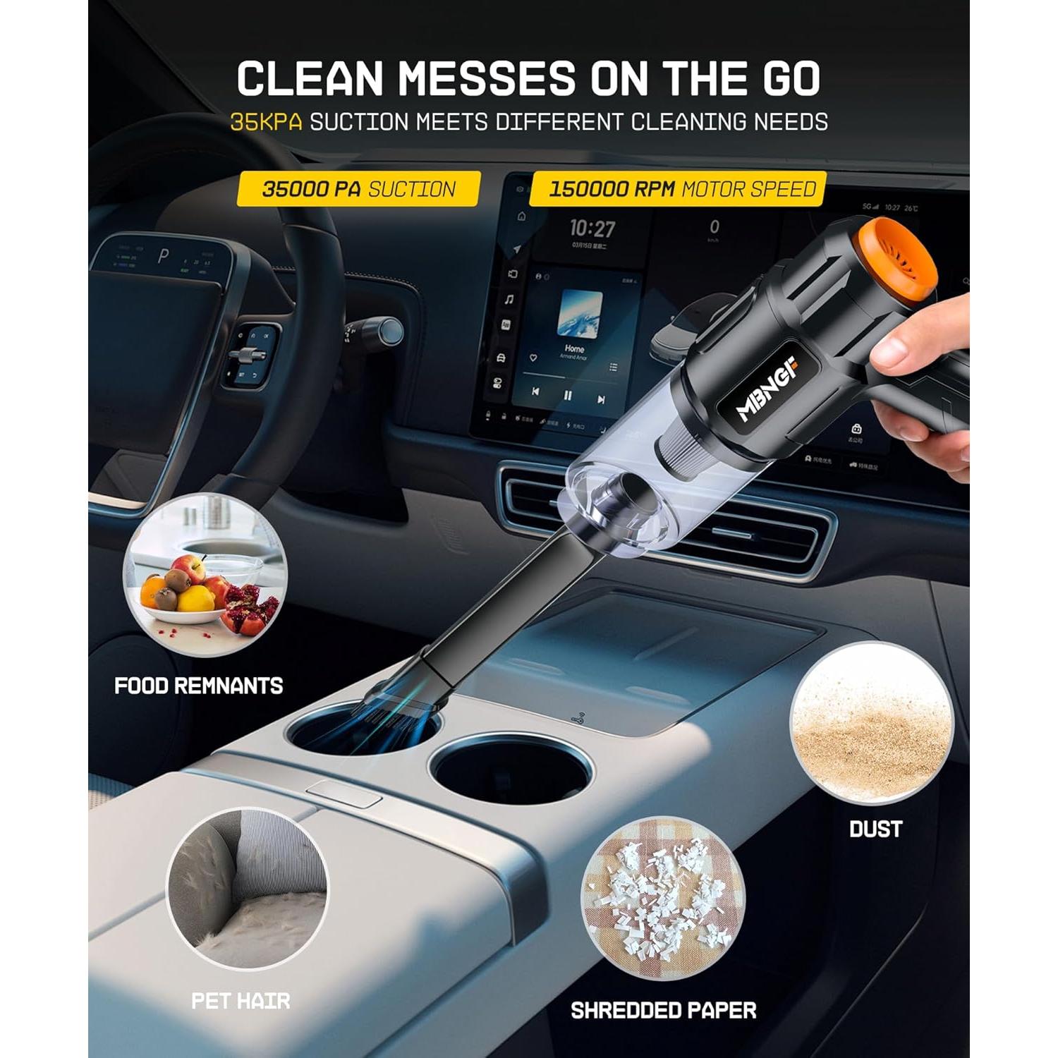 Aspiradora de Coche Portátil MBNGF X9 ULTRA 35000PA Inalámbrica