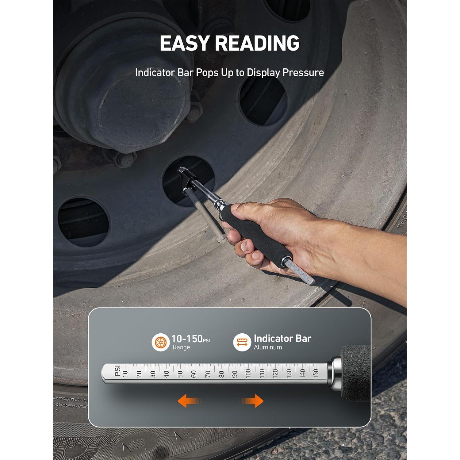Medidor de Presión de Neumáticos AstroAI 150 PSI Doble Cabezal