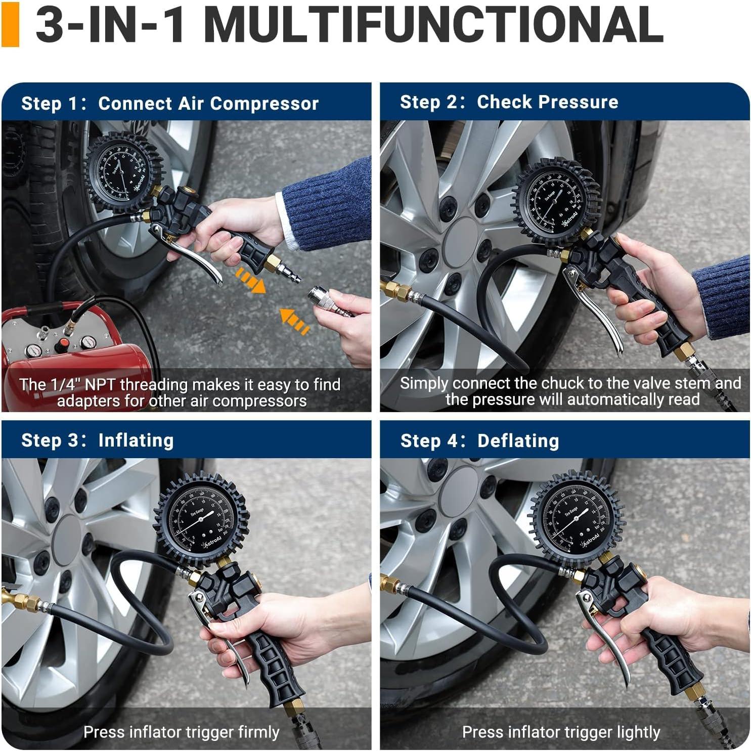 Medidor de Presión de Neumáticos AstroAI con Inflador 230 PSI