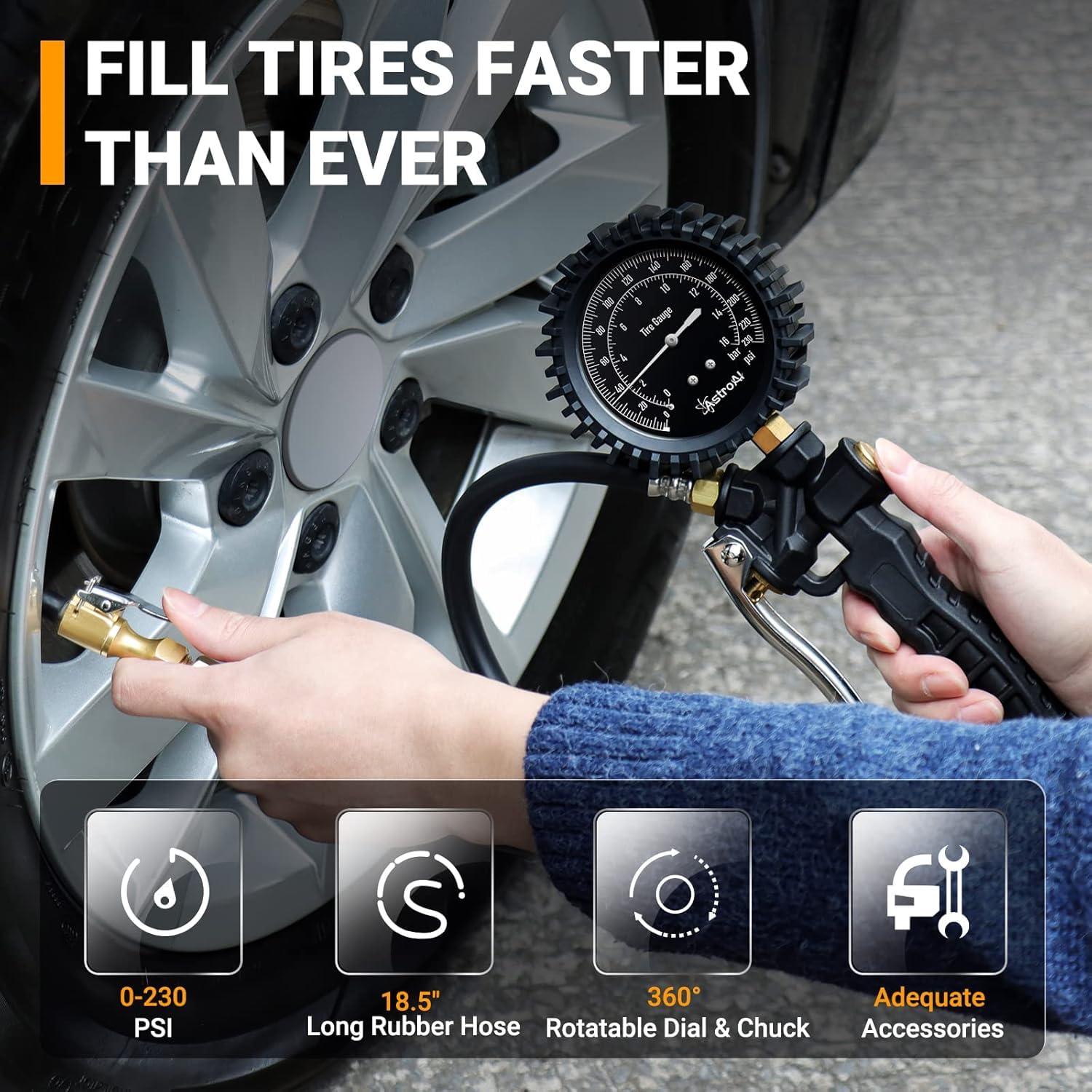 Medidor de Presión de Neumáticos AstroAI con Inflador 230 PSI