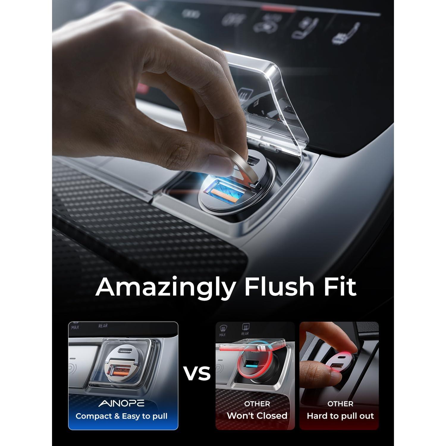 Cargador de Coche AINOPE USB C 90W Carga Rápida Doble Puerto