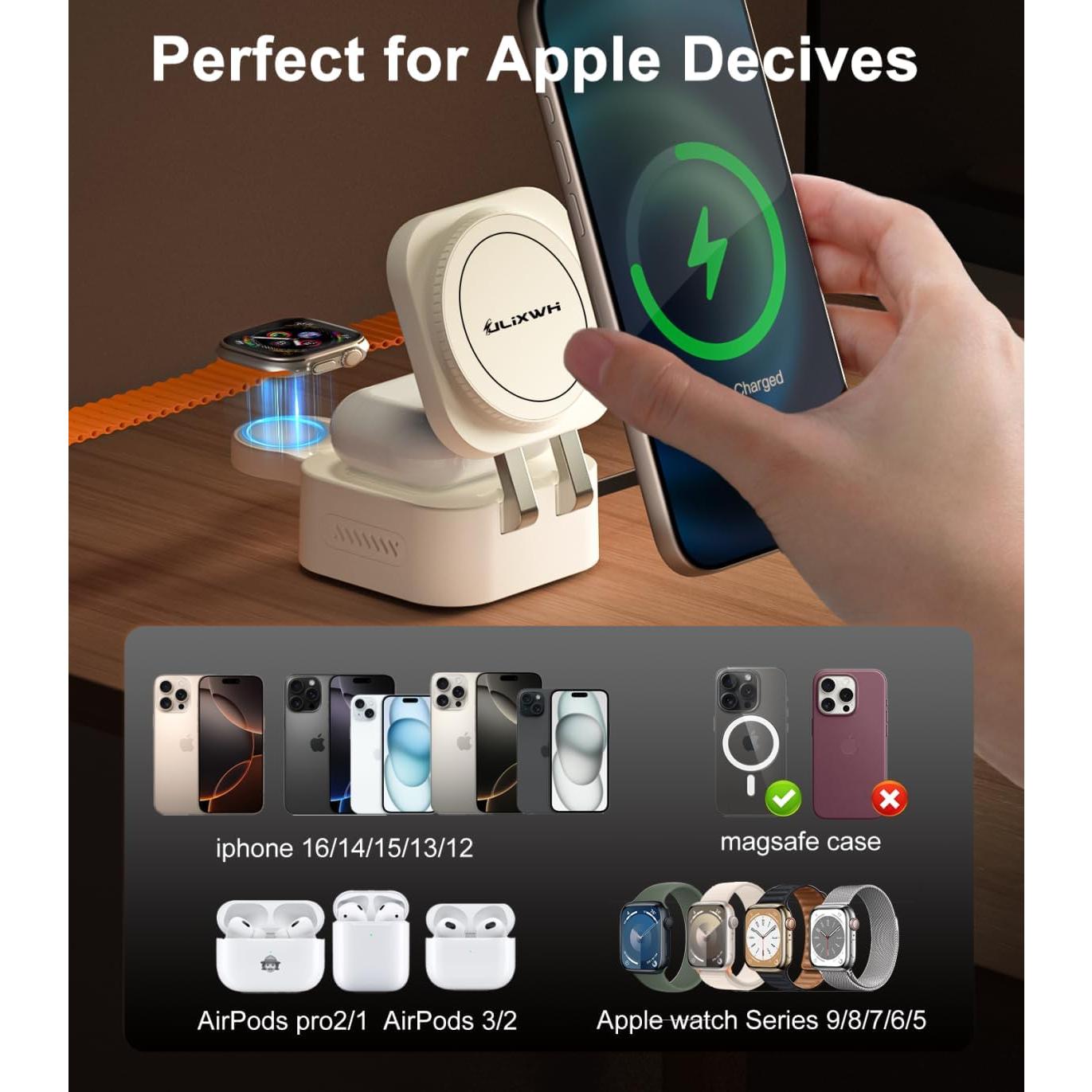 Cargador Inalámbrico 3 en 1 ULiXWH 22.5W para Apple