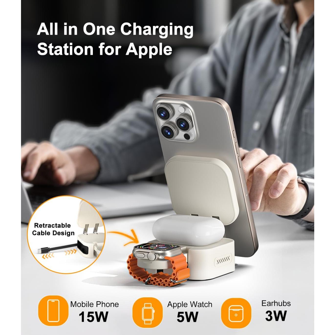 Cargador Inalámbrico 3 en 1 ULiXWH 22.5W para Apple