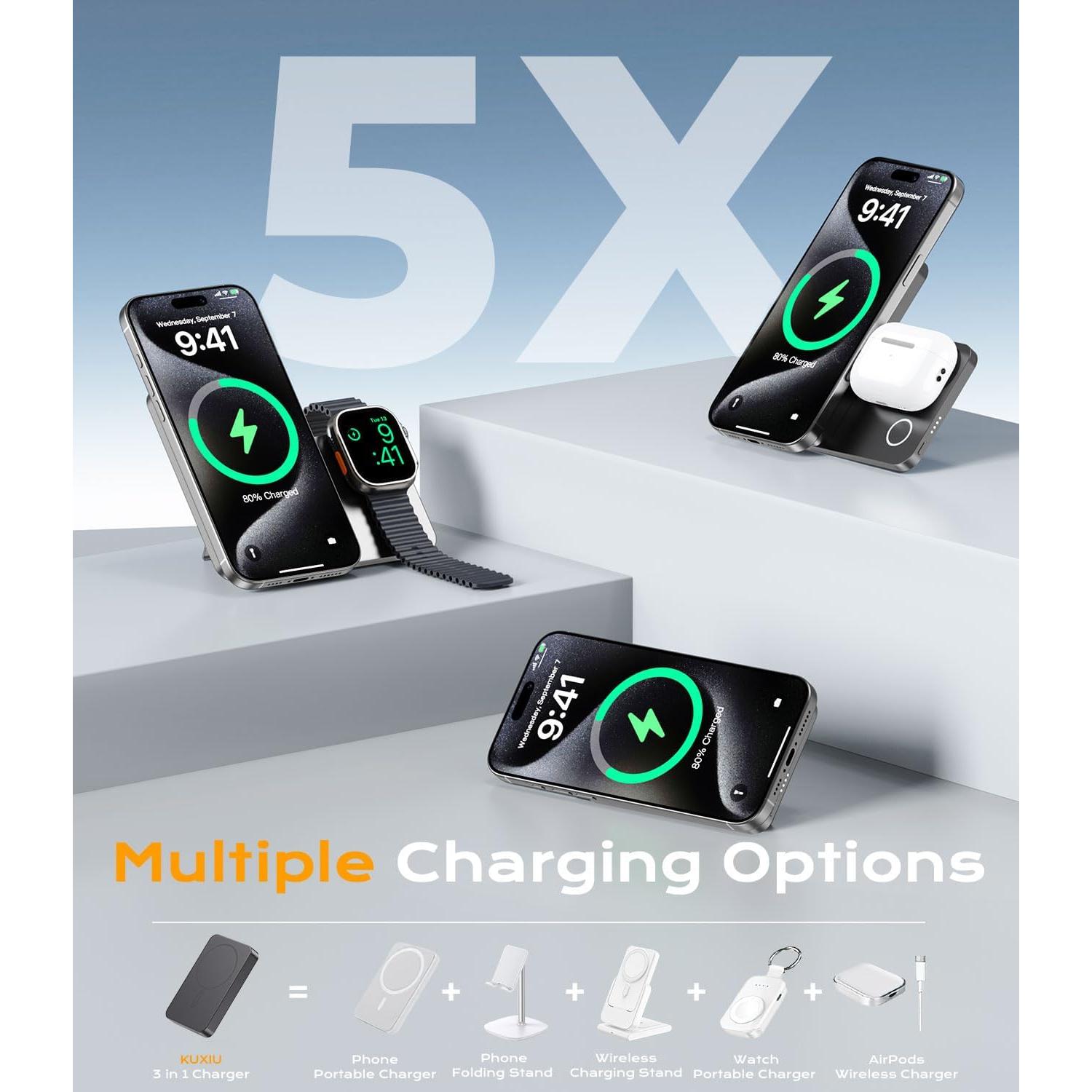 Cargador Portátil Magnético KU XIU K2 5000mAh 15W Carga Rápida