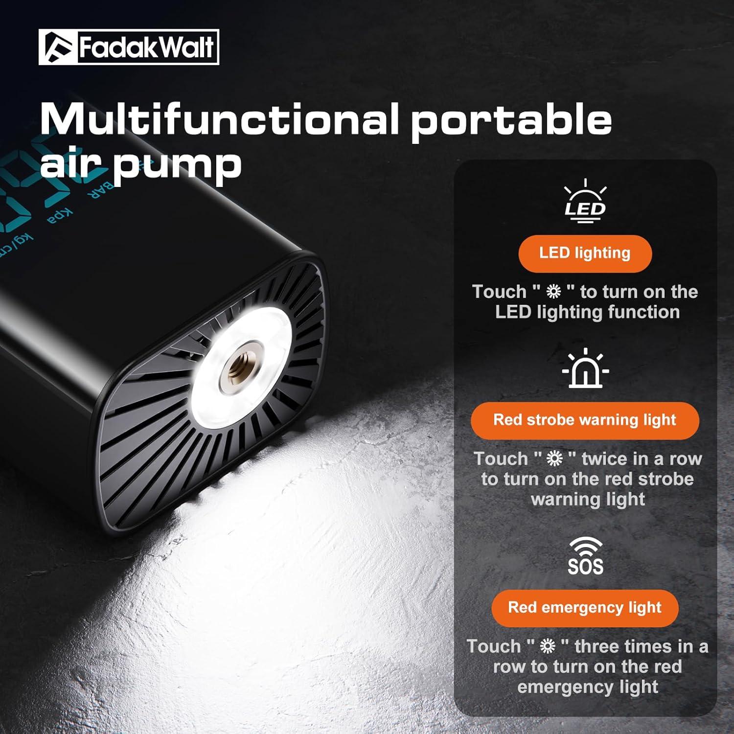 Compresor de Aire FADAKWALT Inalámbrico 150 PSI con Luz LED