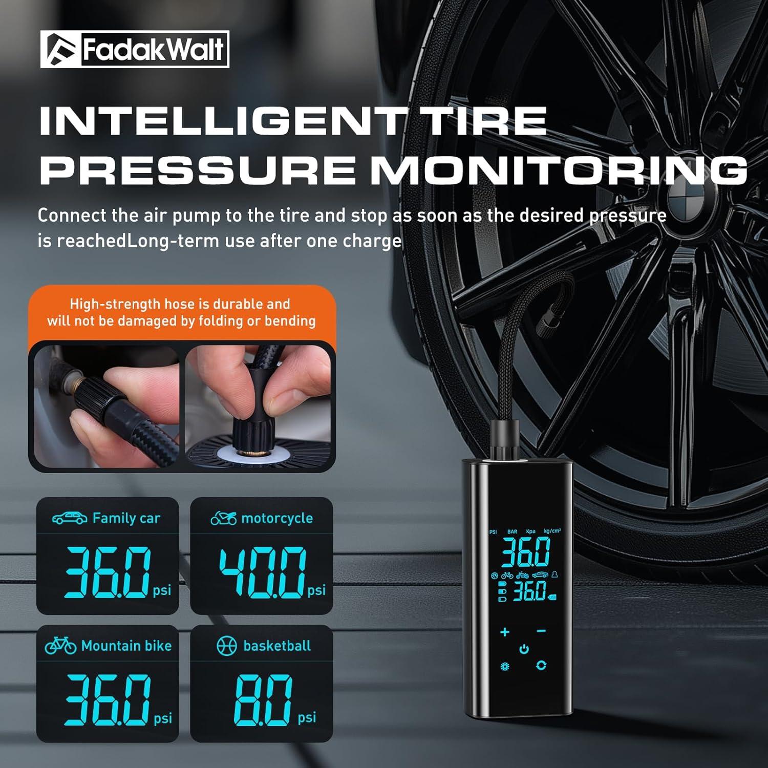 Compresor de Aire FADAKWALT Inalámbrico 150 PSI con Luz LED