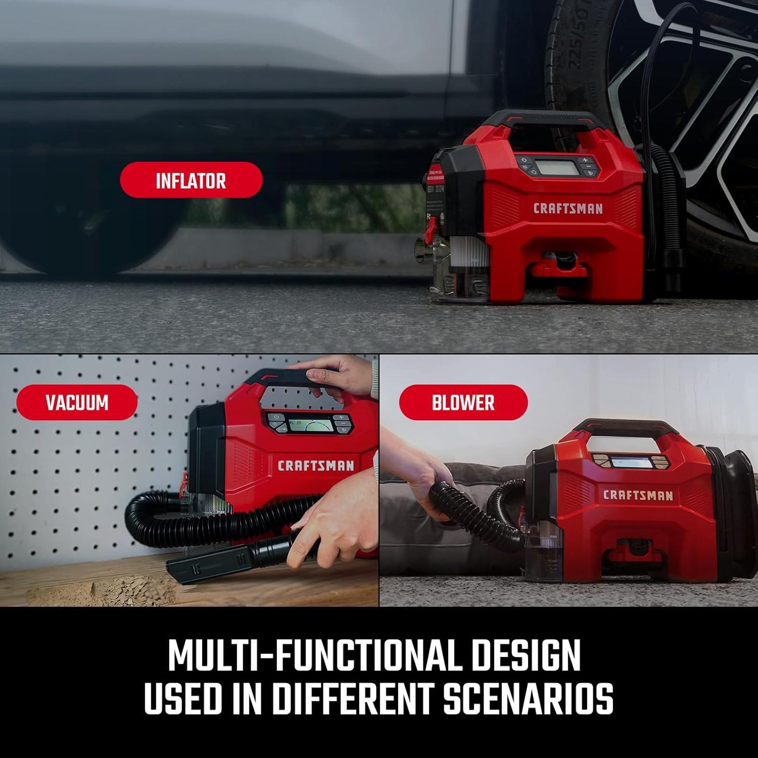 Inflador Aspiradora Soplador CRAFTSMAN 3-en-1 160 PSI 20V