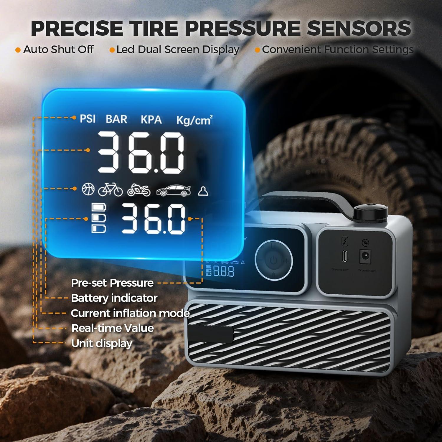 Compresor de Aire Portátil FBK ST178B 150PSI Batería Recargable