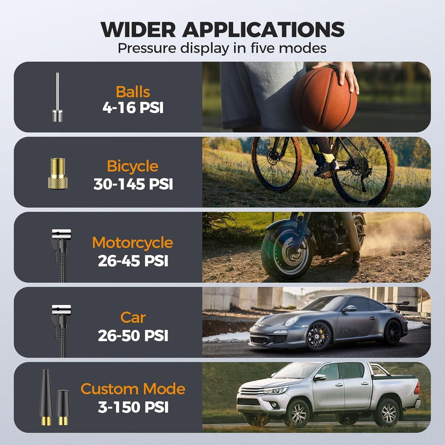 Compresor de Aire Portátil FBK ST178B 150PSI Batería Recargable