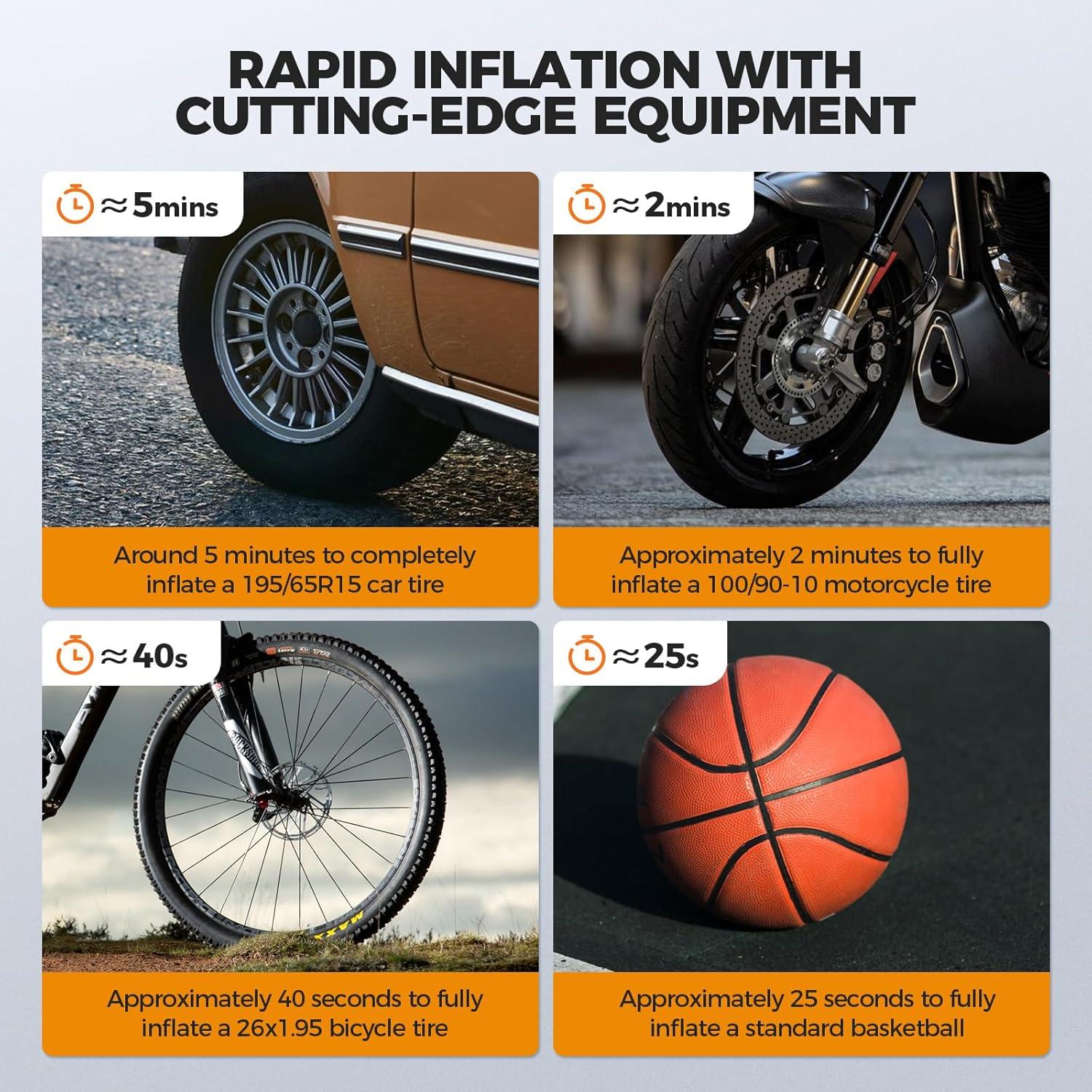 Compresor de Aire Portátil FBK ST178B 150PSI Batería Recargable