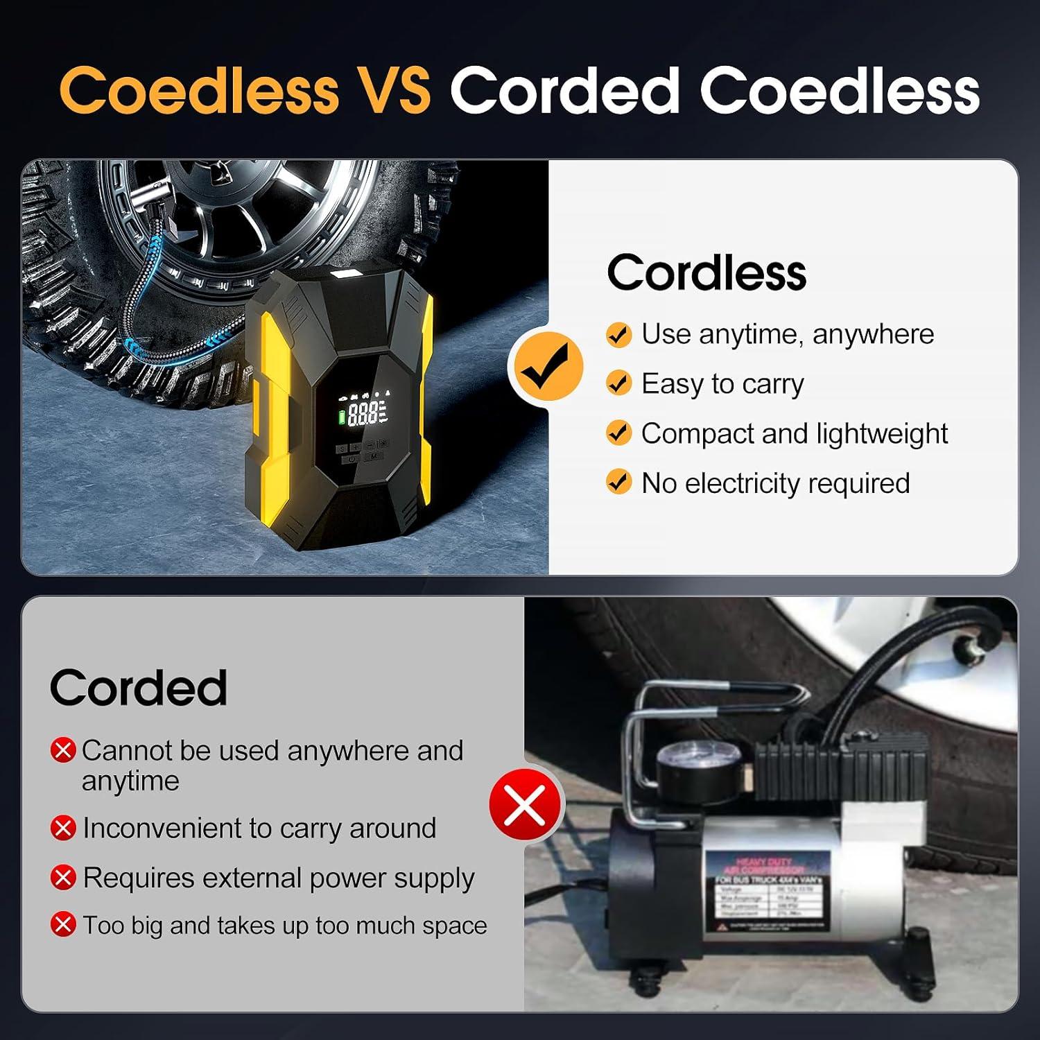 Compresor de Aire Portátil FLYKID 150PSI Batería Recargable