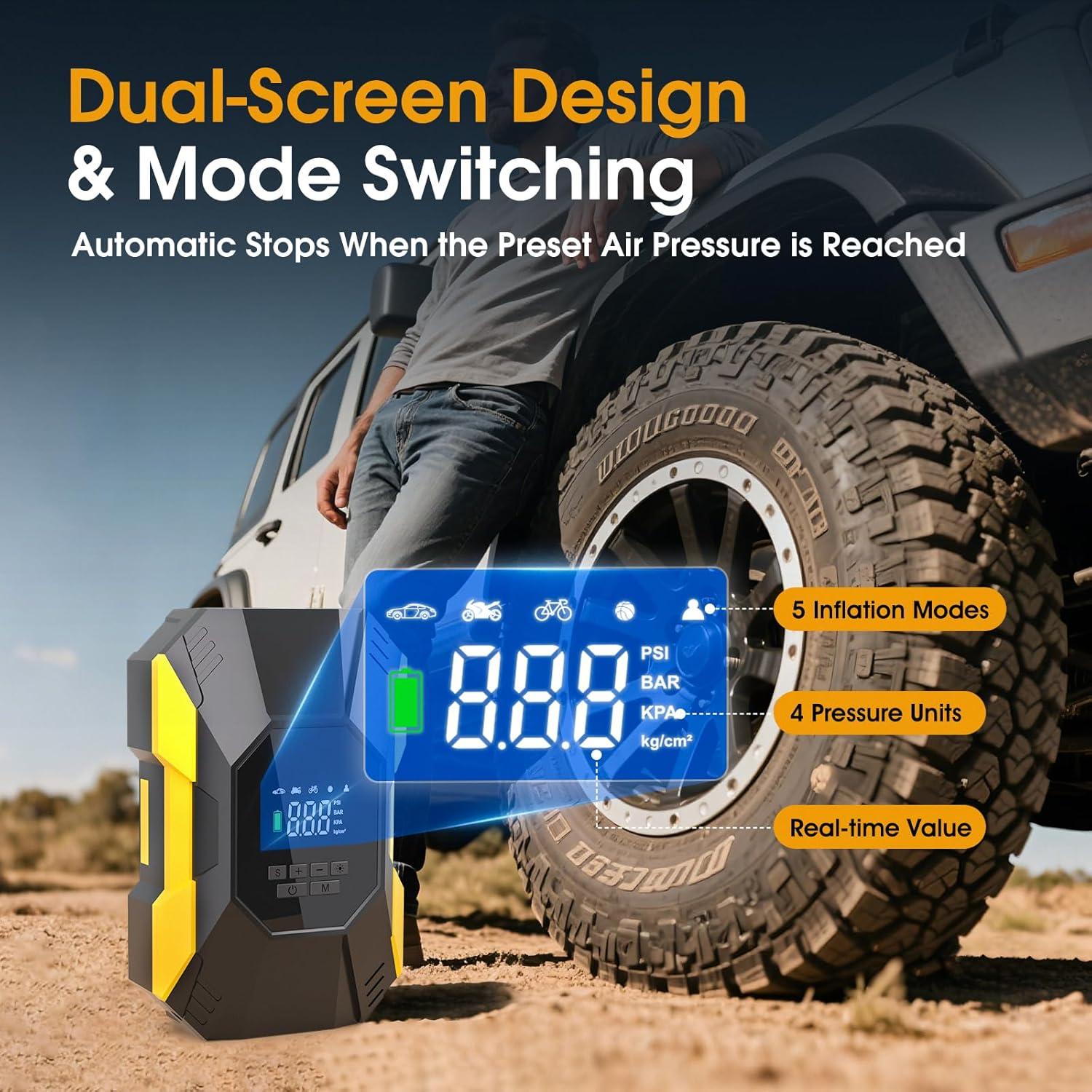 Compresor de Aire Portátil FLYKID 150PSI Batería Recargable