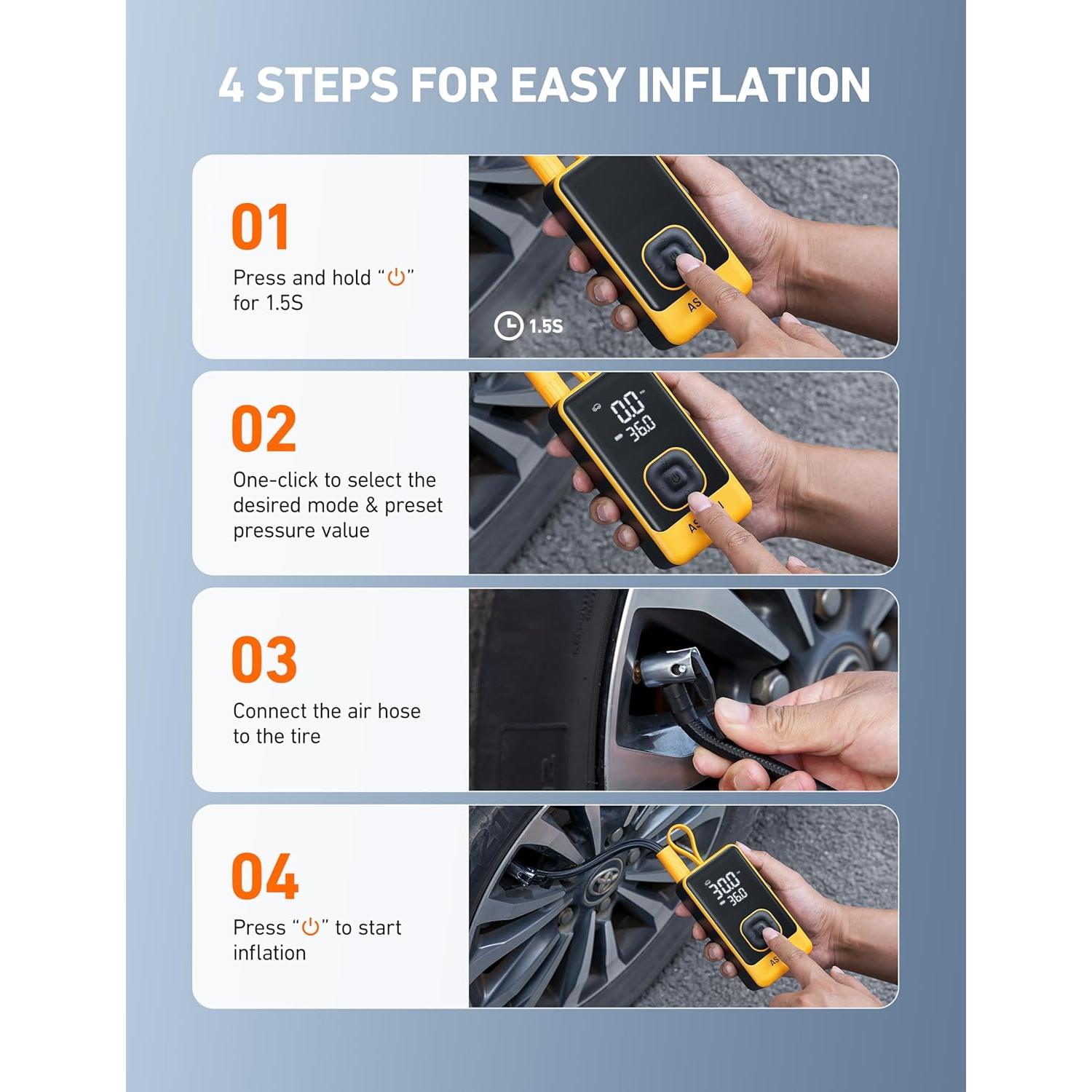 Compresor de Aire Portátil AstroAI L7 150PSI Inalámbrico