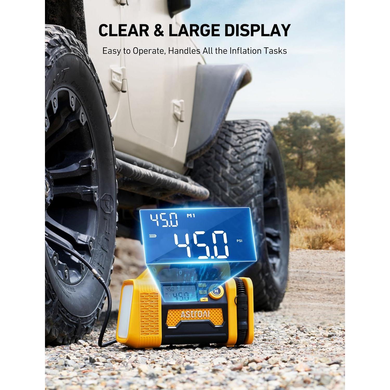 Compresor de Aire Portátil AstroAI AIRUN TC3 150PSI Amarillo