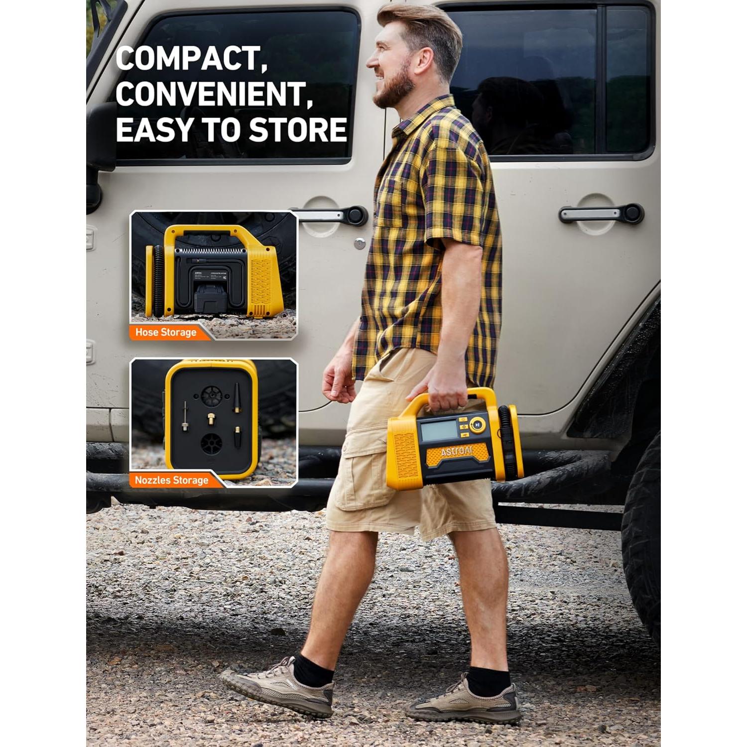 Compresor de Aire Portátil AstroAI AIRUN TC3 150PSI Amarillo