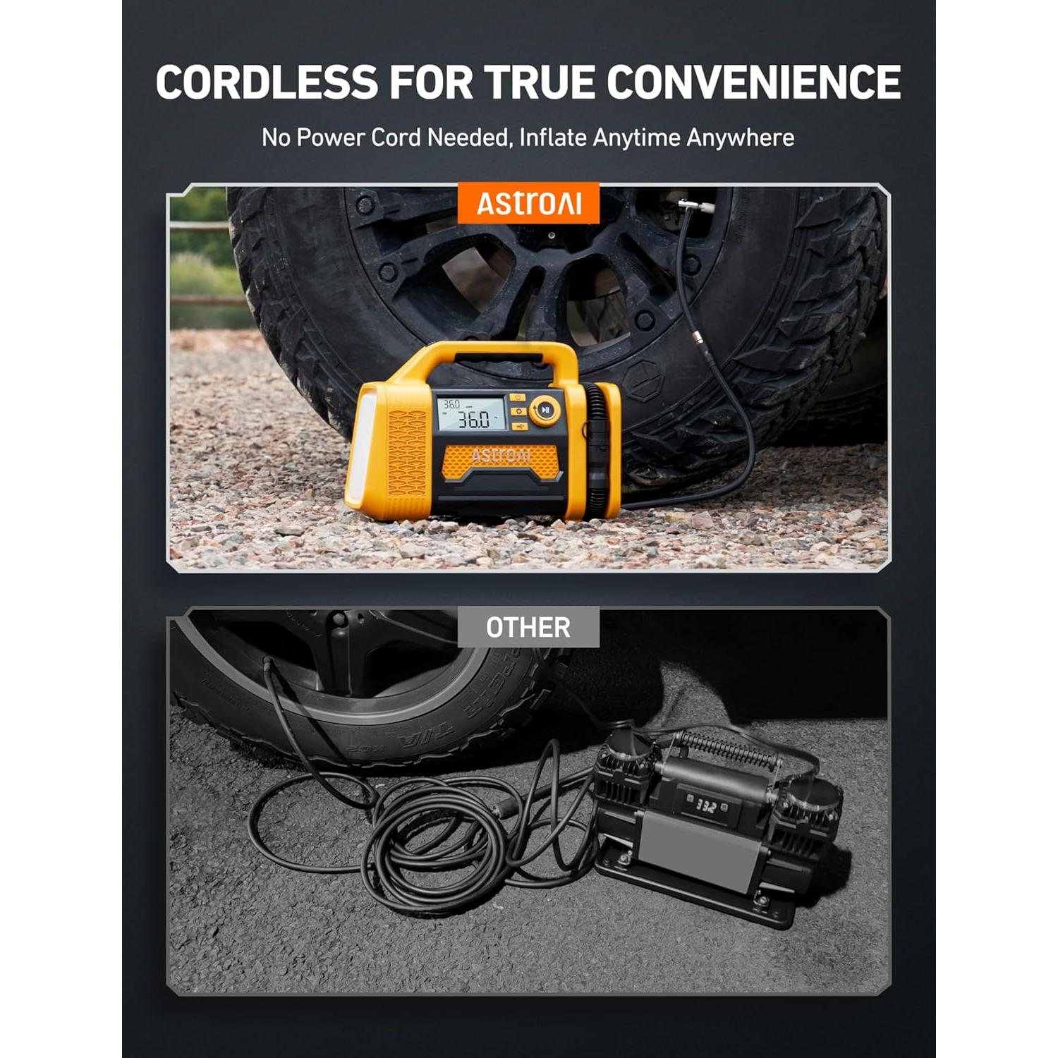 Compresor de Aire Portátil AstroAI AIRUN TC3 150PSI Amarillo