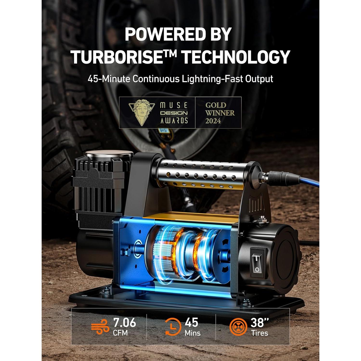 Compresor de Aire AstroAI T6 12V 7.06 CFM 150 PSI Portátil