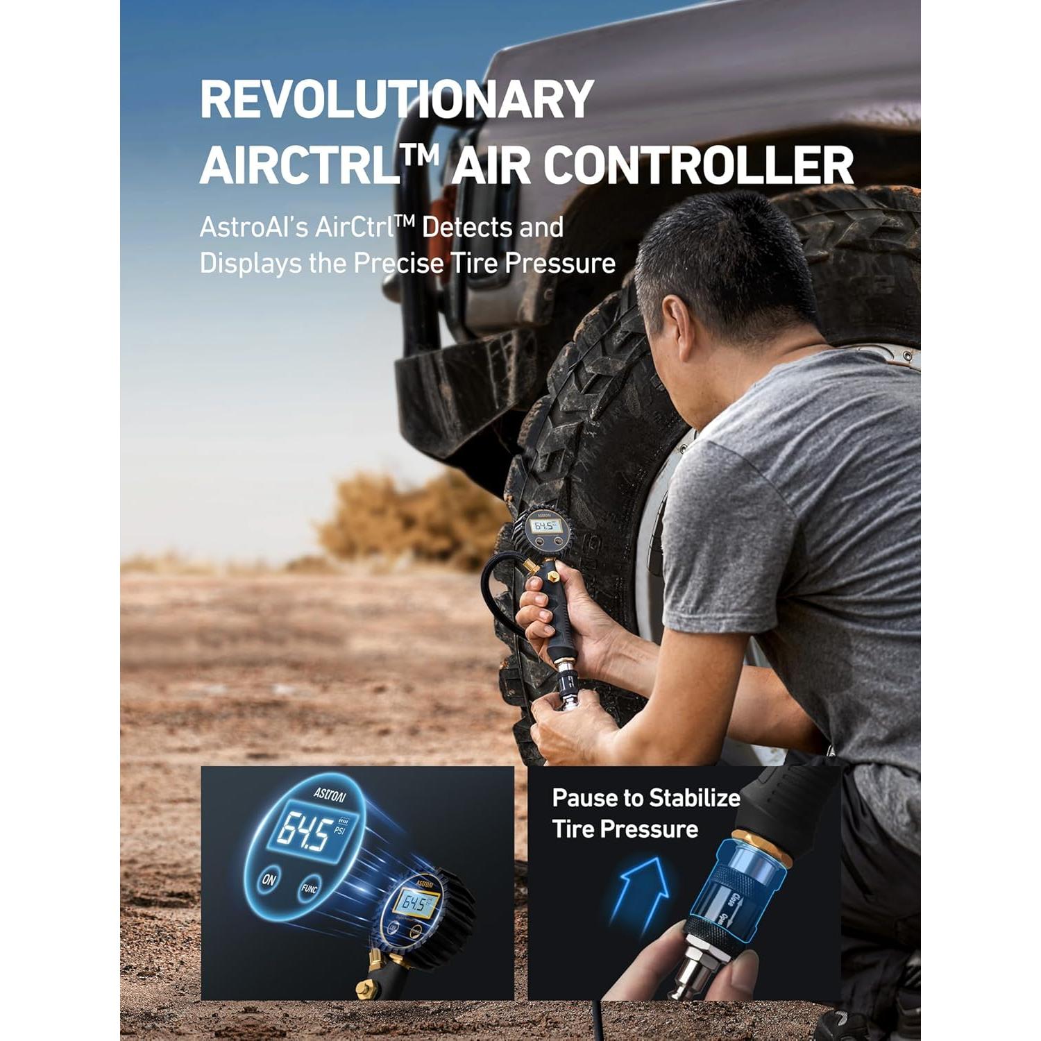 Compresor de Aire AstroAI T6 12V 7.06 CFM 150 PSI Portátil